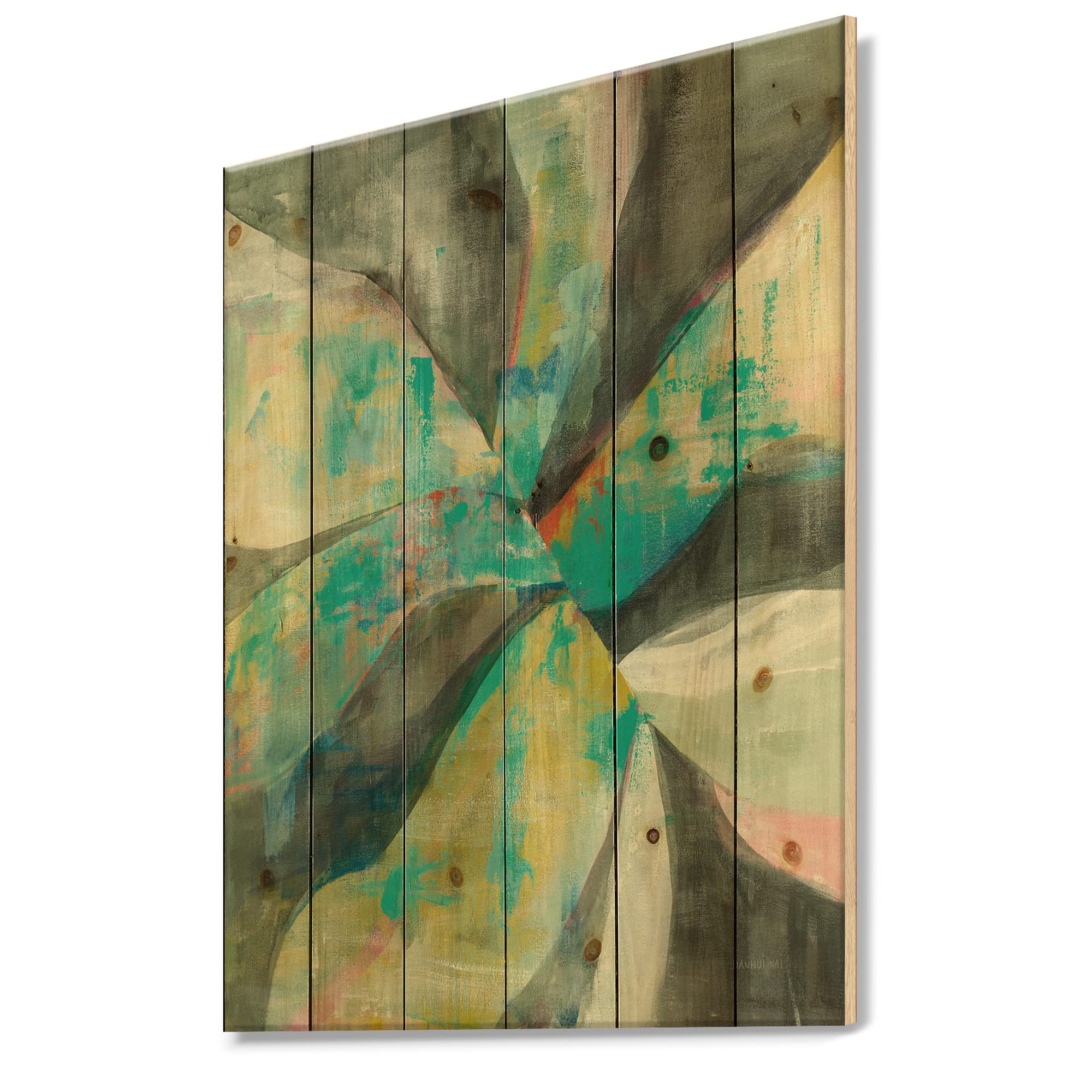 DesignQ In The Valley Abstract II Traditional Blue Wood Wall Art - Large Abstract Wooden Wall Panels Printed on Natural Pine - Perfect for Living Room, Bedroom & Office Decor