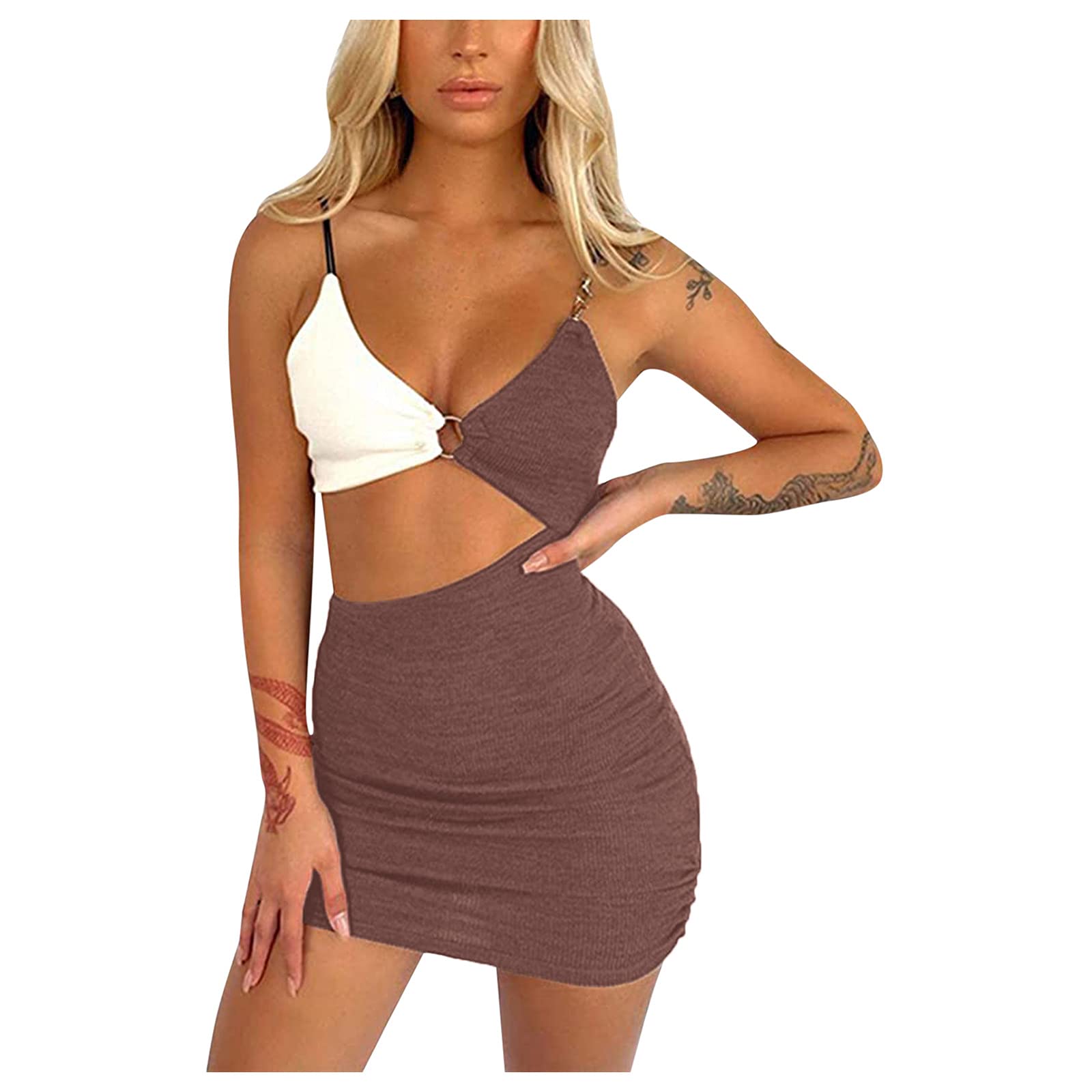 Sexy Hollow Back Halter Dress for Women - Slim Summer Fashion Dress for Bridal Shower, Party Guest & Beach Vacation - Plus Size Options Available