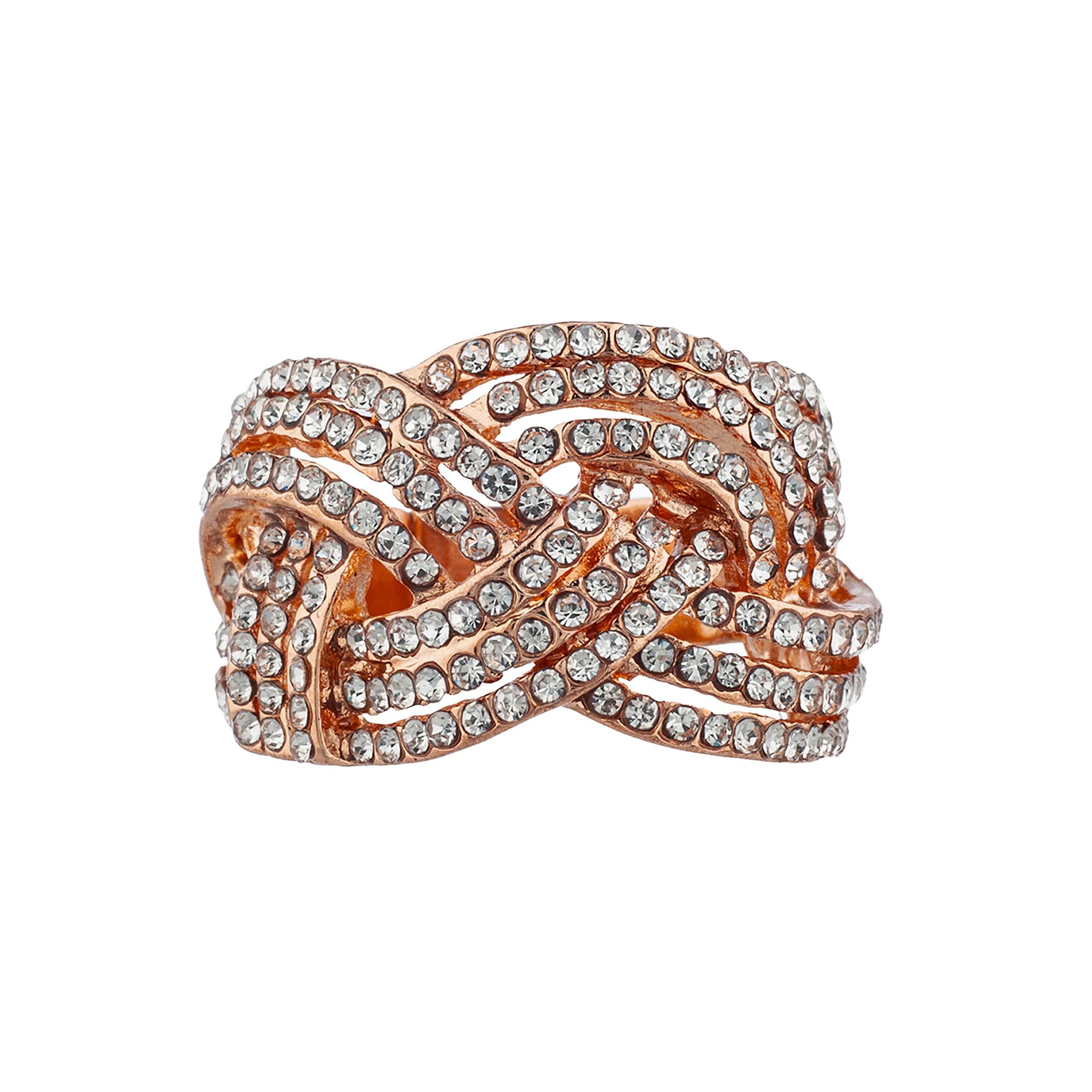 Nicole Miller Rose Gold Crystal Rhinestone Ring for Women | Elegant Party Accessory