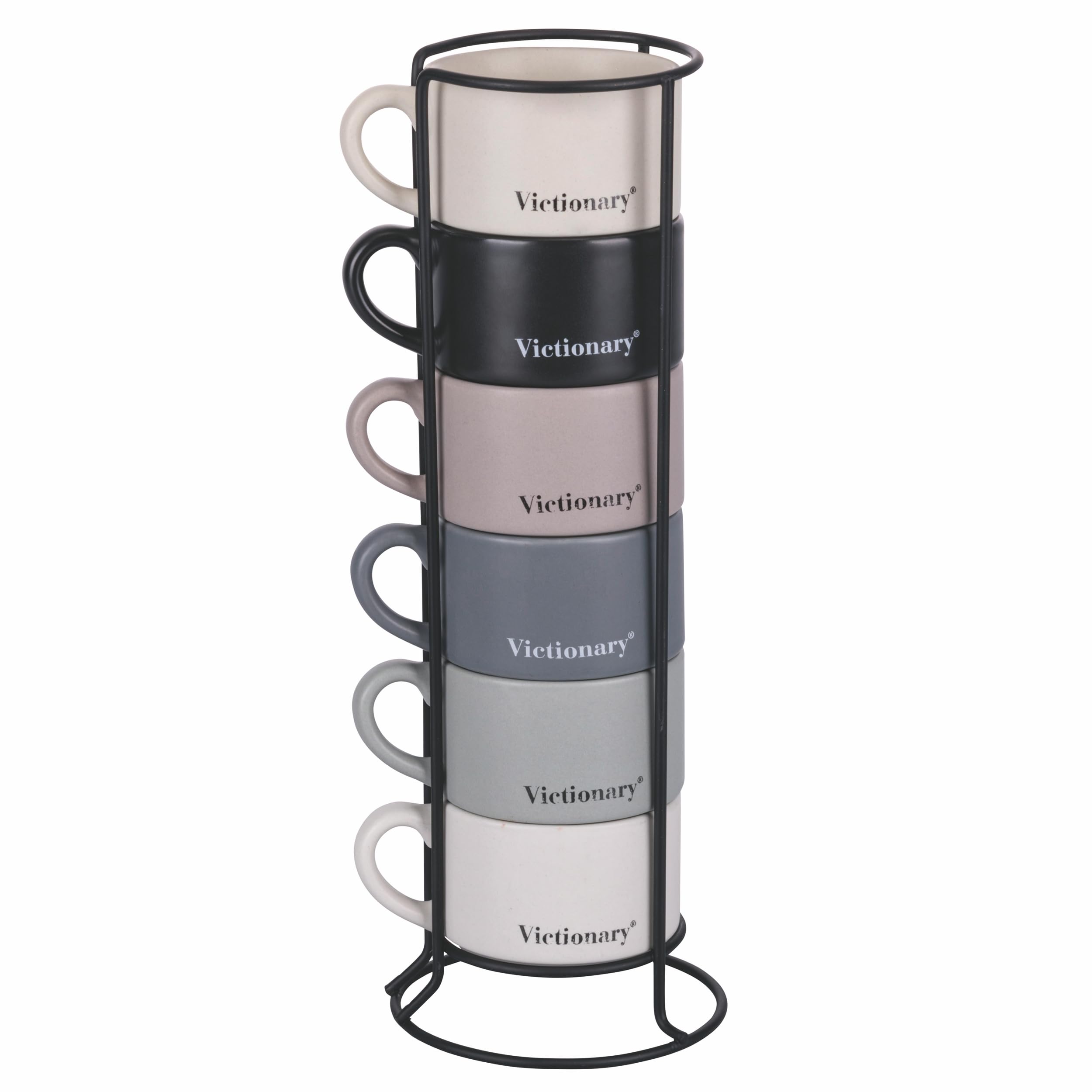 Villa d'Este Home Tivoli Porcelain Coffee Cup Set - 6 Pieces 90ml with Stand | Elegant Espresso Cups for Home, Cafe & Restaurant Use | Perfect for Entertaining Guests & Daily Coffee Rituals