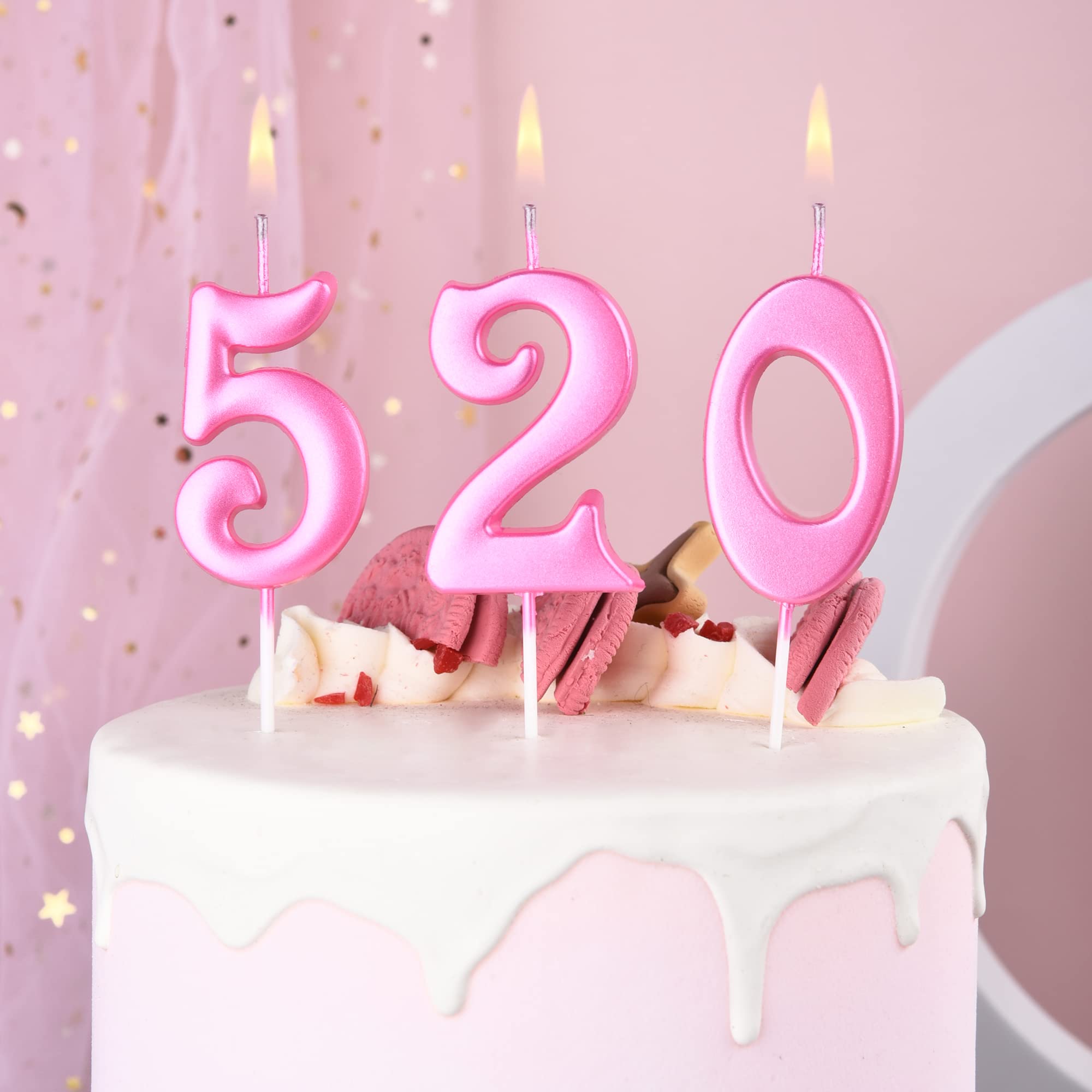 Pink Number Birthday Candles 10-Count 0-9 for Parties & Baby Showers