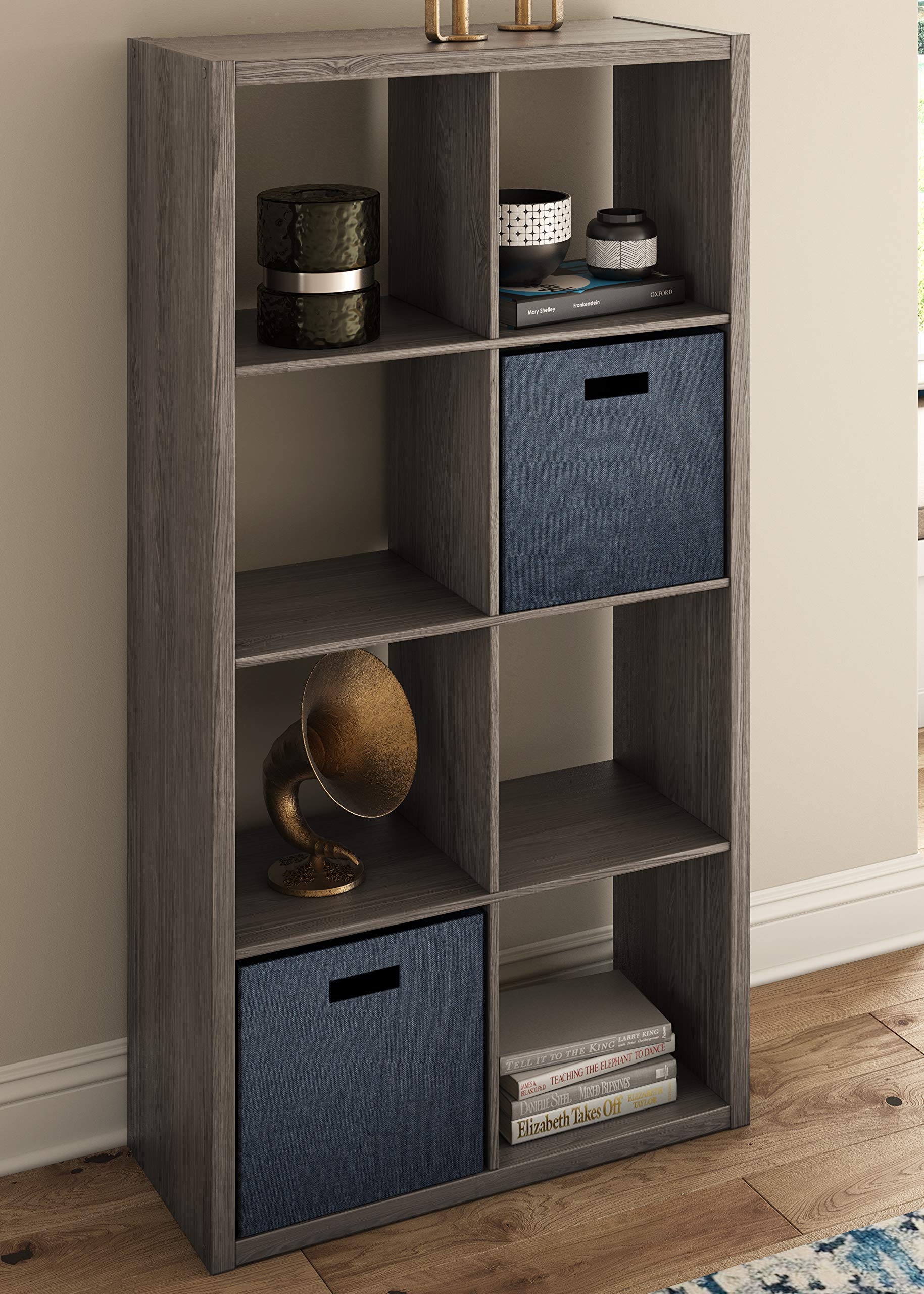ClosetMaid 8-Cube Heavy Duty Wooden Bookcase Shelf - Open Back Storage Organizer for Home, Closet, Office & Toys (Graphite Gray) | Perfect for Living Room, Bedroom & Kids Room Organization