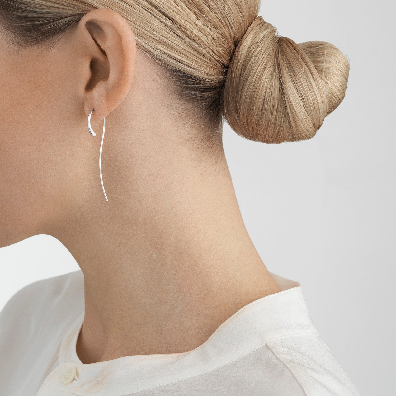 Elegant Silver Mercy Curved Hanging Earrings for Women - Perfect for Parties, Weddings & Everyday Wear