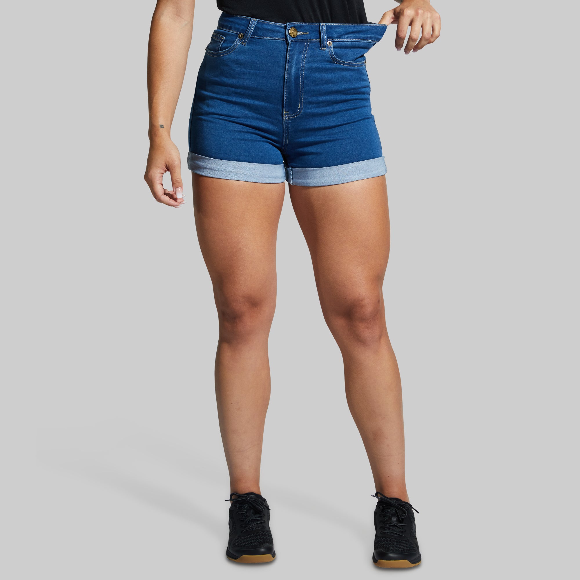 FLEX Stretchy Mom Jean Shorts - Mid Wash High Waist Denim Shorts for Women | Comfortable & Trendy Summer Outfit Essential