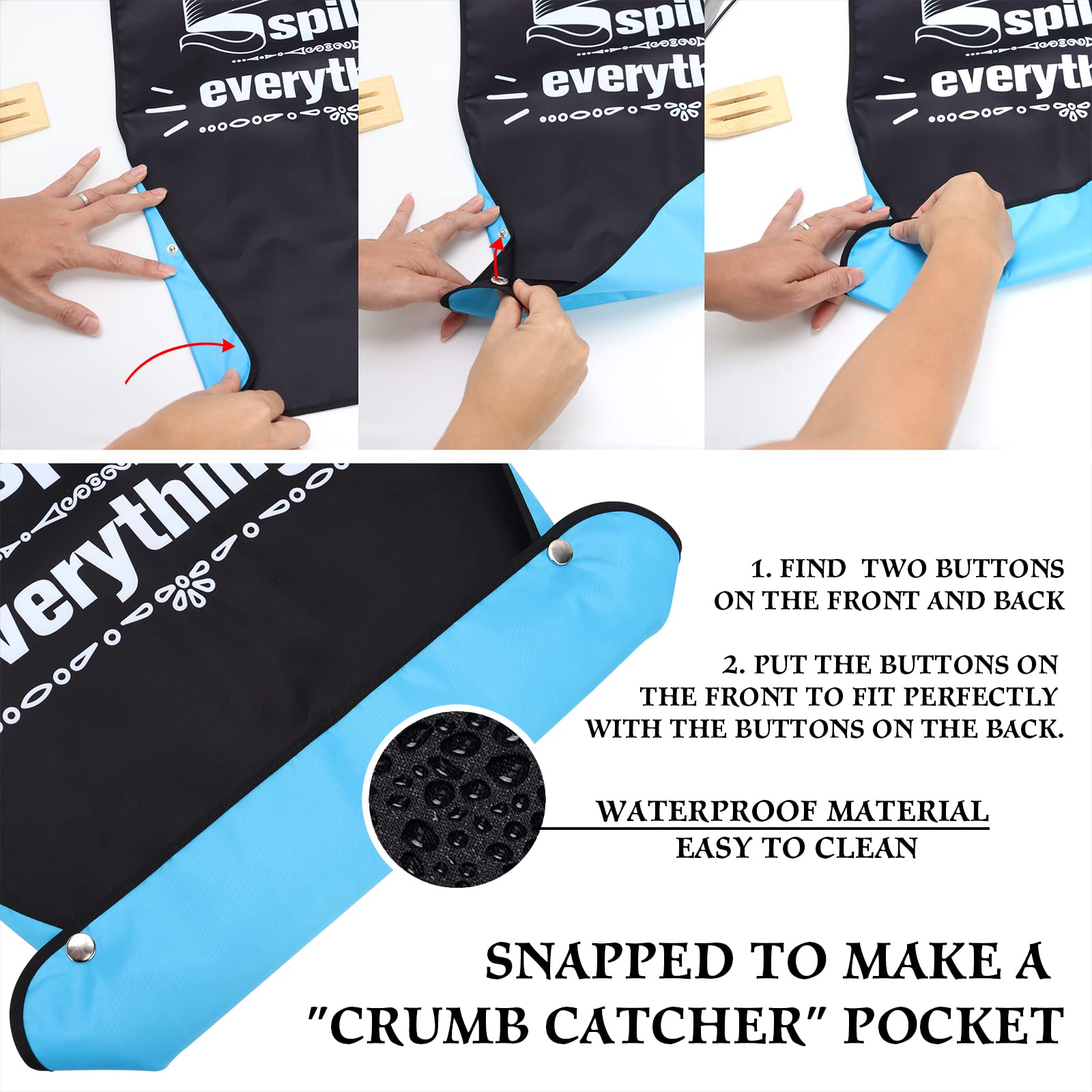 Funny Adult Bibs for Men & Women - Crumb Catcher & Coffee Spoon - Elderly Eating Clothing Protectors - Great Gag Gift for Parties & Mealtime (Red)