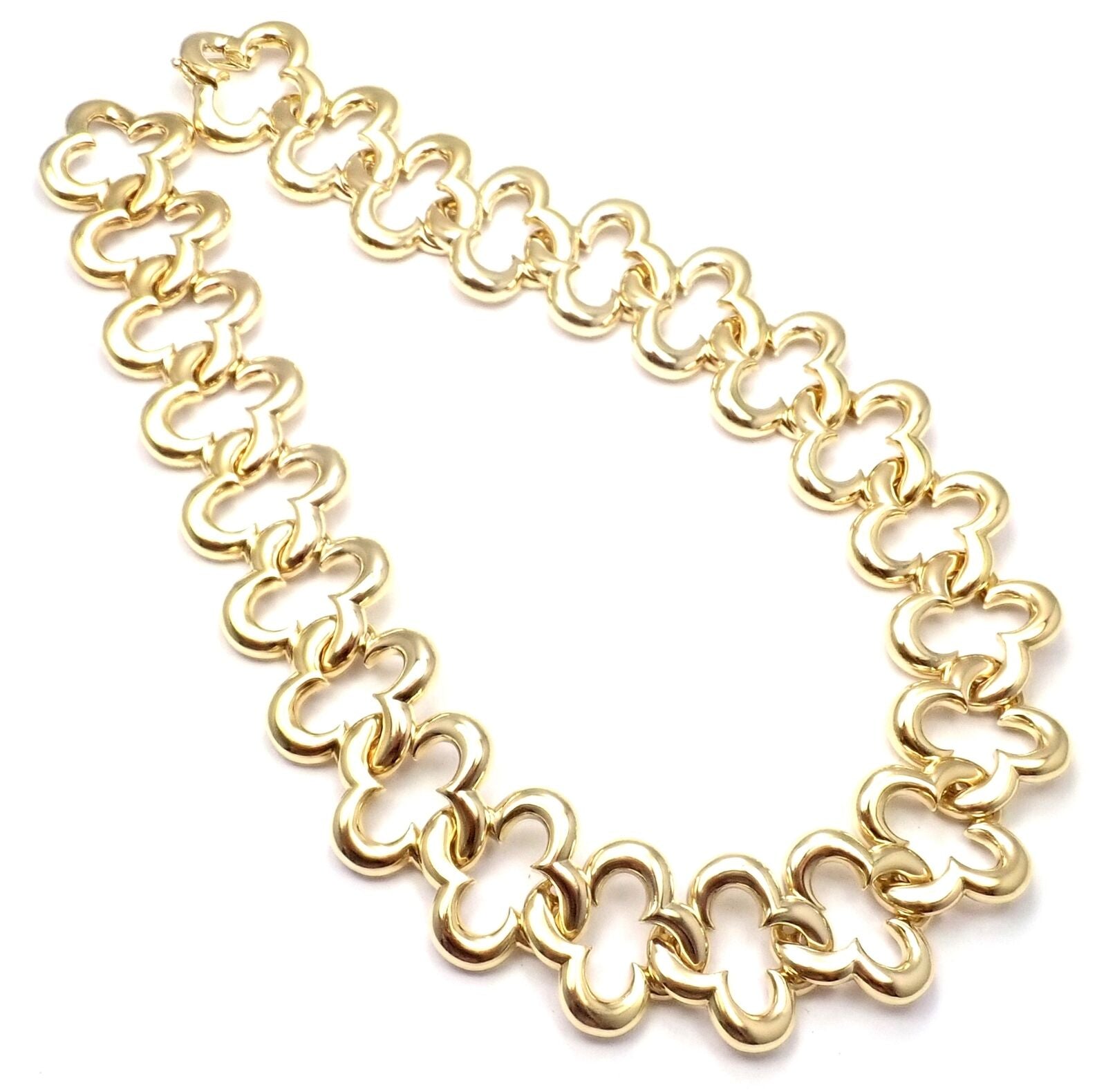 Authentic Van Cleef & Arpels 18k Yellow Gold Large Alhambra Choker Necklace 1998 - Vintage Luxury Jewelry for Women, Perfect for Weddings, Anniversaries & Special Occasions