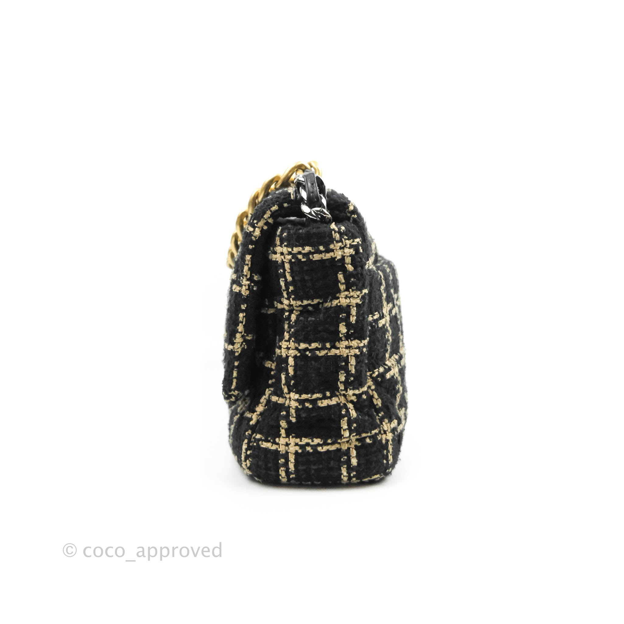 Chanel 19 Medium Handbag in Beige & Black Tweed with Mixed Hardware - Luxury Designer Shoulder Bag for Women, Perfect for Work, Evening Events & Travel