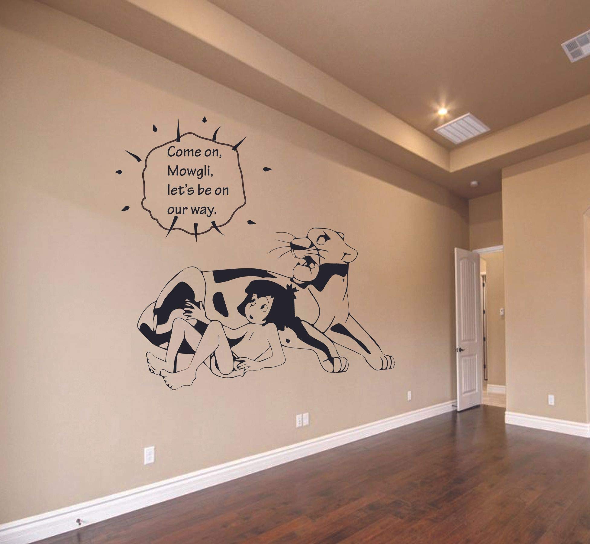 Jungle Book Mowgli & Shere Khan Tiger Wall Sticker - 8x10 Inch Vinyl Decal for Kids Room, Nursery, Bedroom Decor - Fun Jungle Theme Wall Art for Boys & Girls - Perfect for Kindergarten, Playroom & Home Decoration