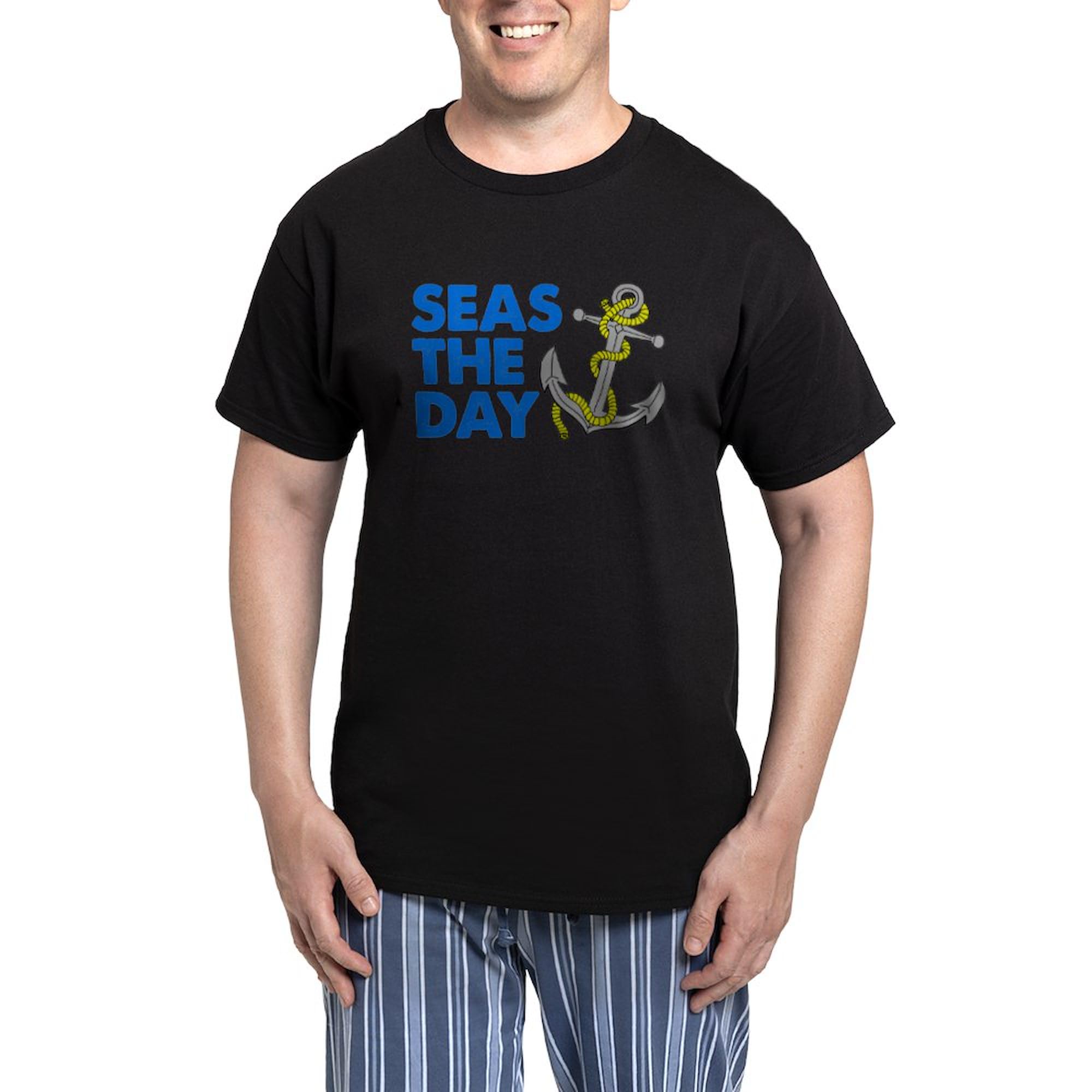 Seas The Day Novelty Men's Pajama Set - Comfortable Cotton Sleepwear for Lounge & Sleep | Perfect for Beach Vacations & Relaxing at Home