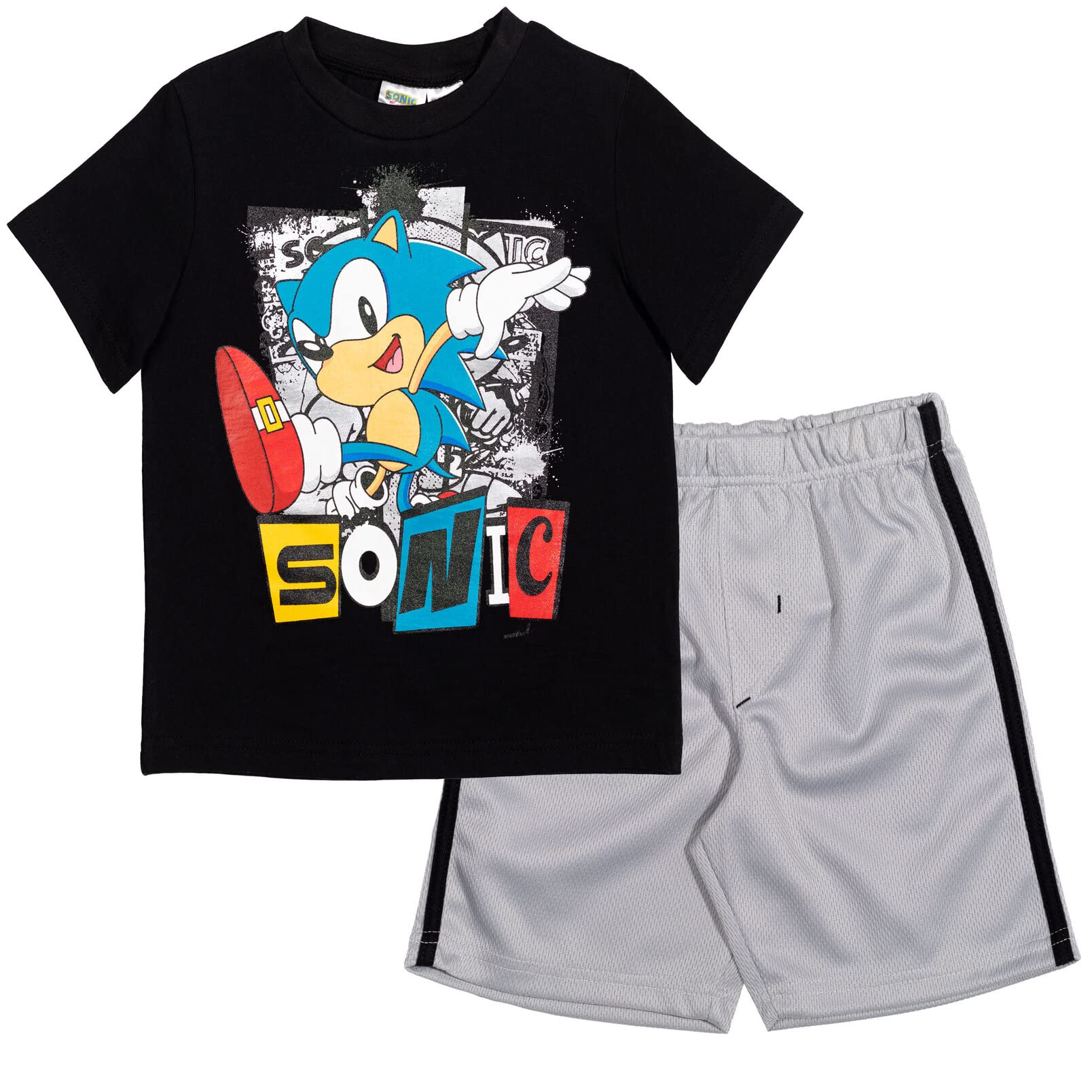 SEGA Sonic the Hedgehog Athletic Pullover T-Shirt & Shorts Outfit Set for Toddlers to Big Kids - Comfortable Playwear for School, Sports & Everyday Adventures