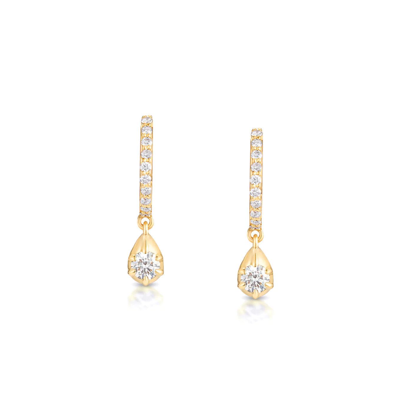 Diamond Lily Huggie Earrings - Elegant & Dainty Huggie Hoops for Women - Perfect for Everyday Wear, Parties & Special Occasions