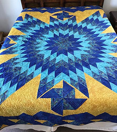 Lone Star Quilt - Handmade Cotton Patchwork Bedspread for Farmhouse & Rustic Decor - Perfect for Bedroom, Living Room, and Wedding Gift