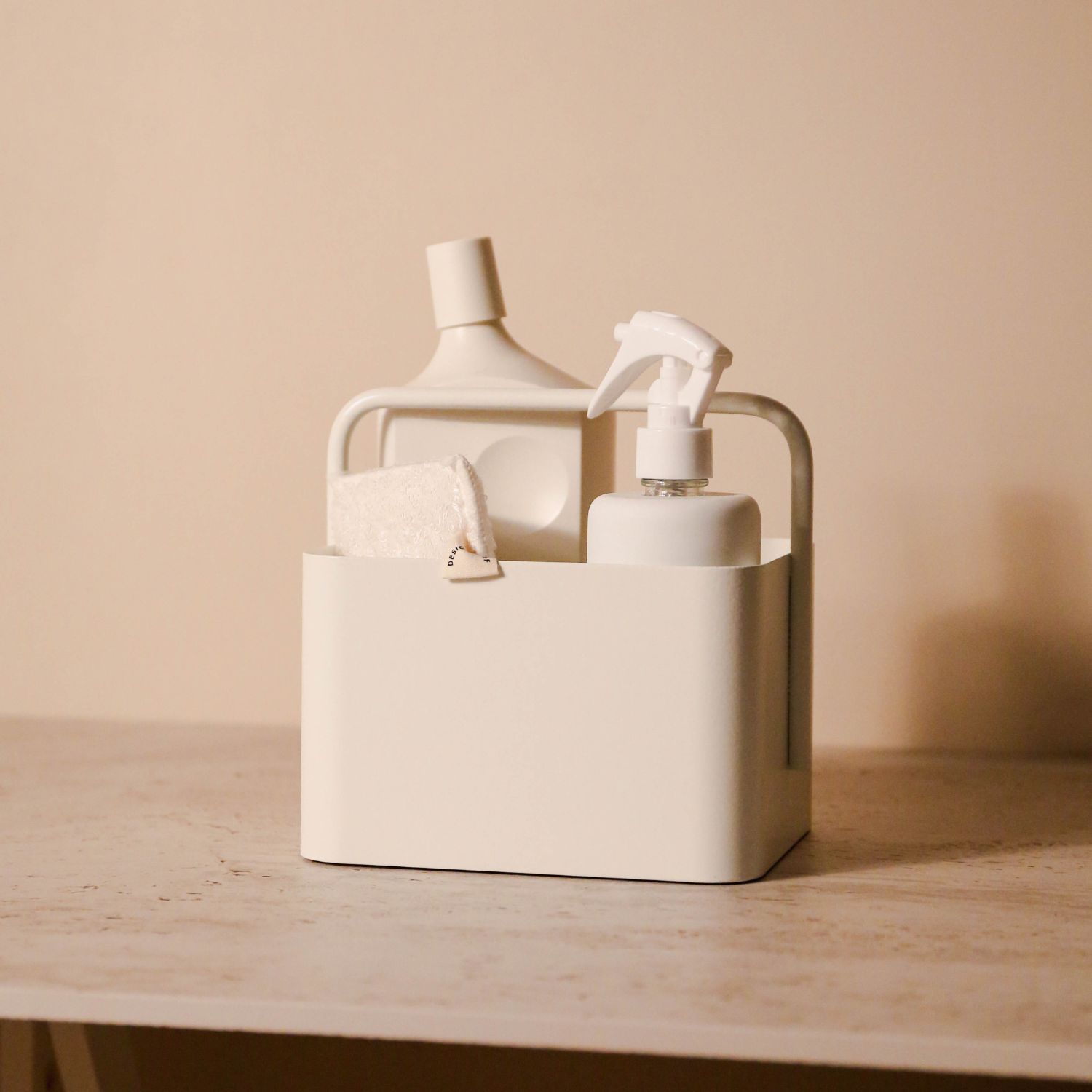 DESIGNSTUFF White Square Storage Caddy & Organizer Box - Multipurpose Home & Office Storage Solution for Bathroom, Kitchen, Desk, and Craft Supplies Organization