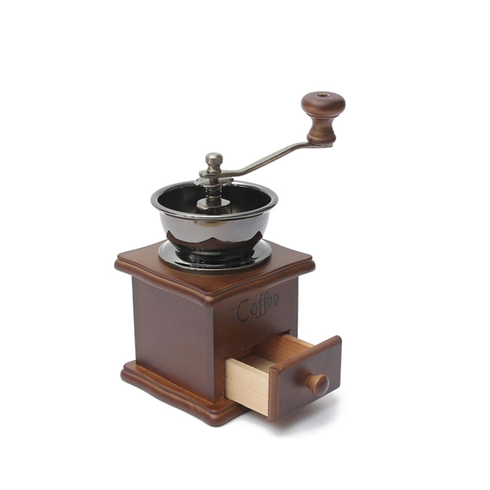 Vintage Manual Coffee Grinder - Hand Crank Coffee Bean Mill for Espresso, French Press & Pour Over - Retro Style Home Coffee Maker for Fresh Ground Beans