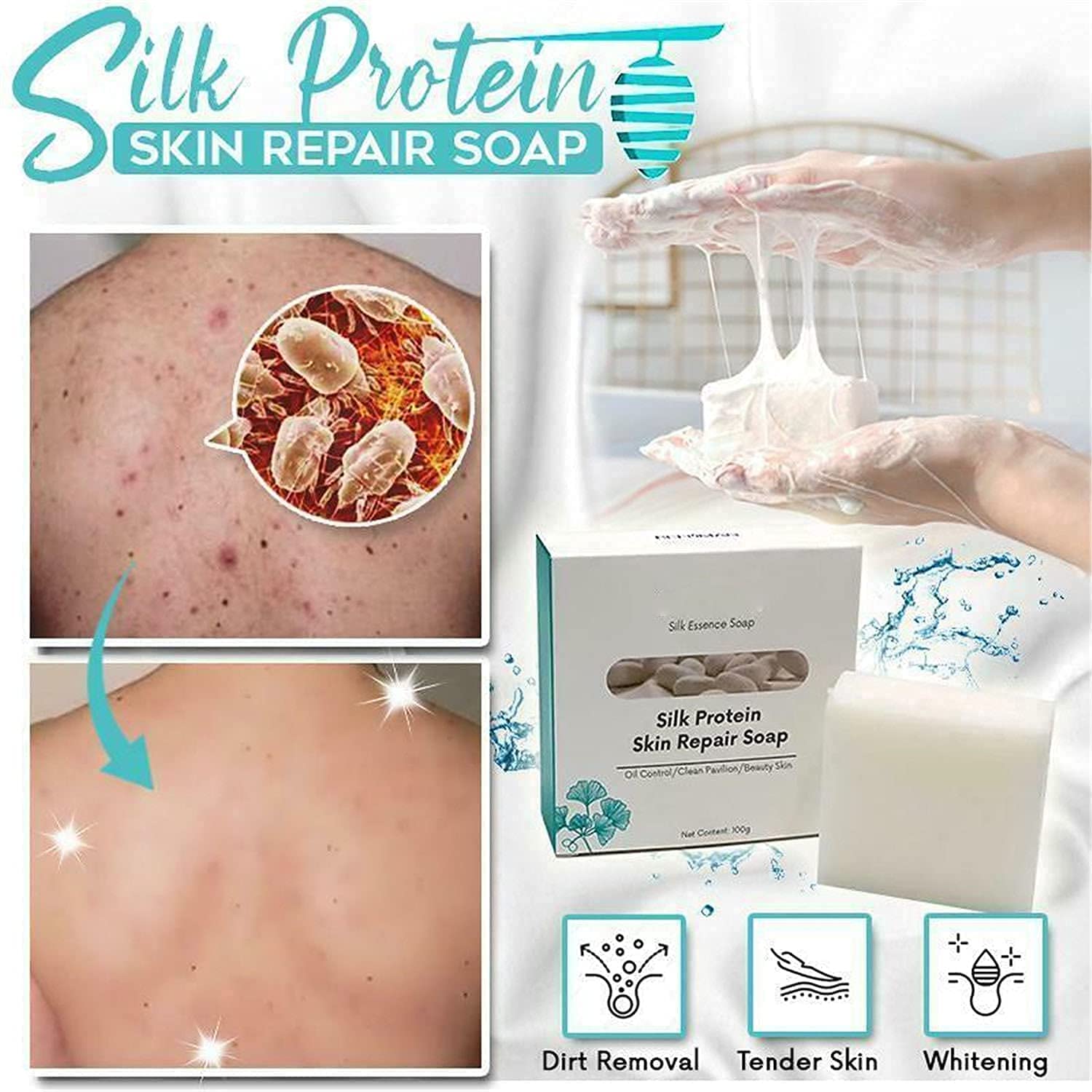 Organic Goat Milk Soap with Silk Protein - Skin Repair, Brightening & Oil Control Facial Cleanser - Gentle Exfoliating Bar for Face & Body (2 Pack) - Perfect for Sensitive, Dry & Acne-Prone Skin - Ideal for Daily Skincare Routine & Spa Treatments