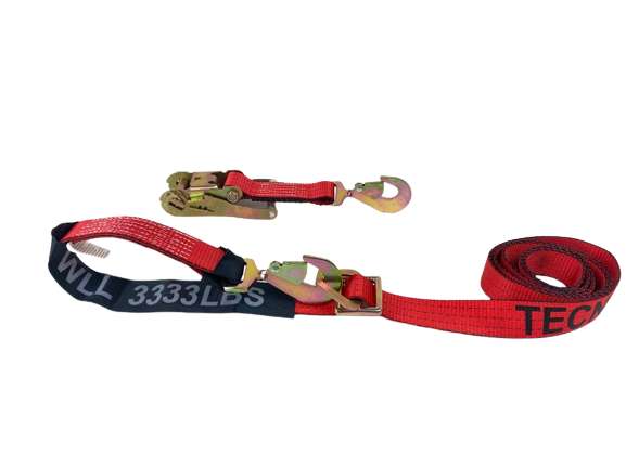 2 Pack 10' Red Tecnic Twisted Snap Hook Combo Axle Straps - Heavy Duty Tie Down Straps for Truck, Motorcycle, ATV & Cargo Securing - Durable Ratchet Straps for Transport, Towing & Outdoor Adventures