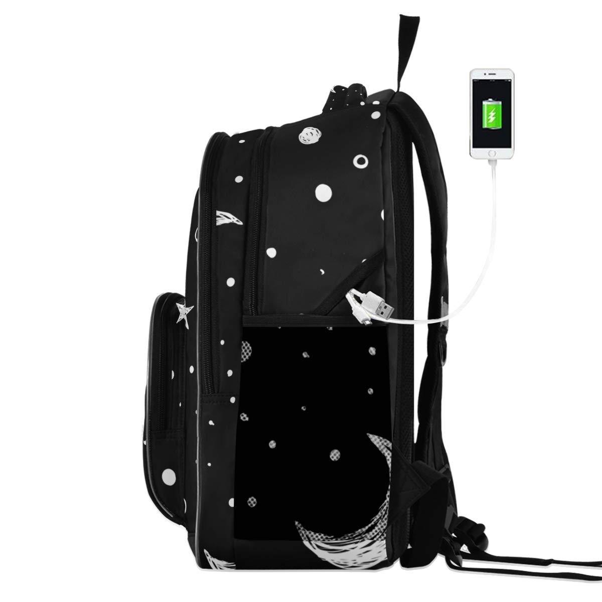 ALAZA Doodle Night Sky Moon Stars Backpack - Cute School Bag for Teens & Kids, Lightweight Daypack for Elementary Students, Durable Book Bag for Travel & Daily Use - Perfect for School, College, Hiking & Outdoor Activities