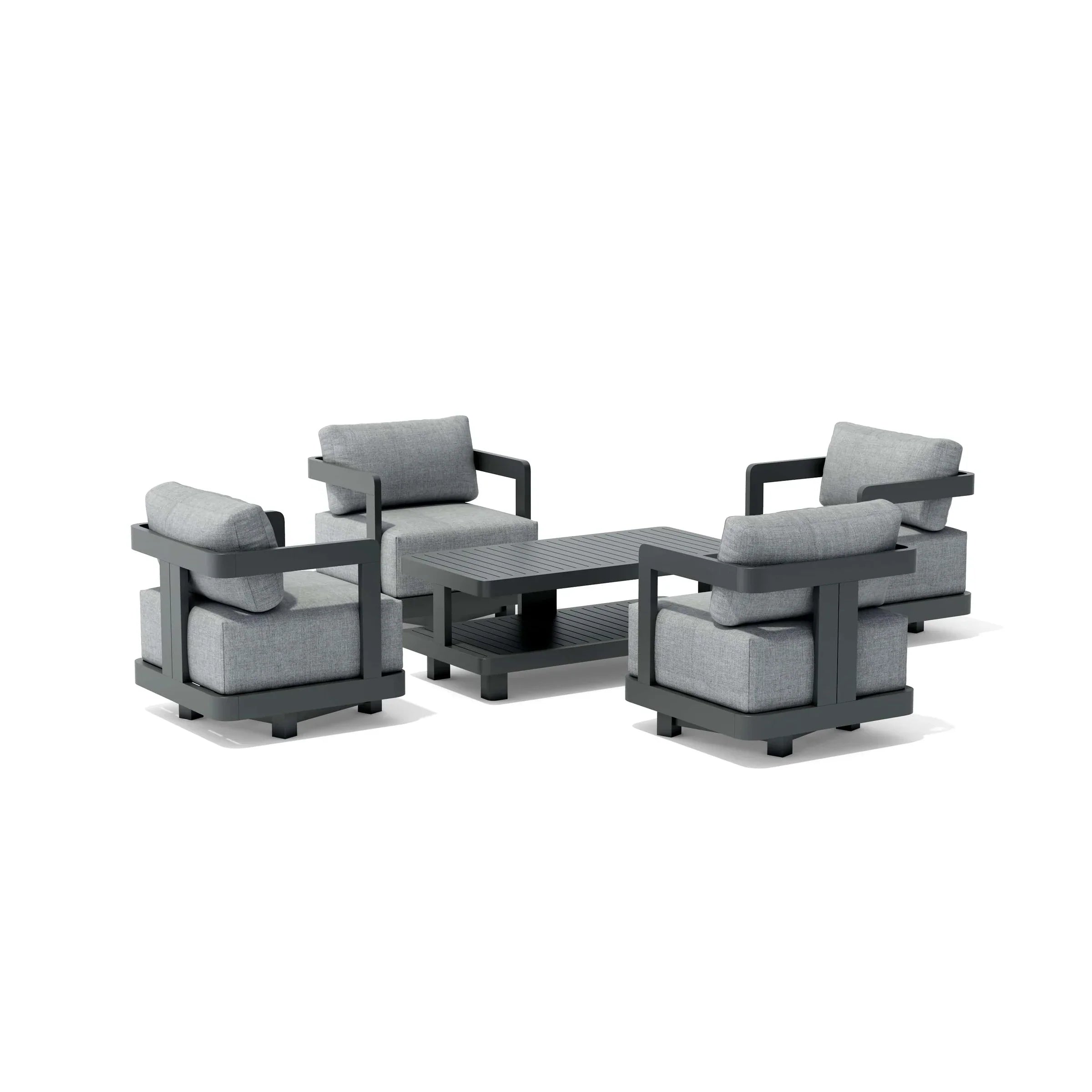 Anderson Teak 5-Piece Granada Aluminum Deep Seating Patio Set (SET 904 AL) - Outdoor Furniture for Garden, Poolside & Backyard Relaxation
