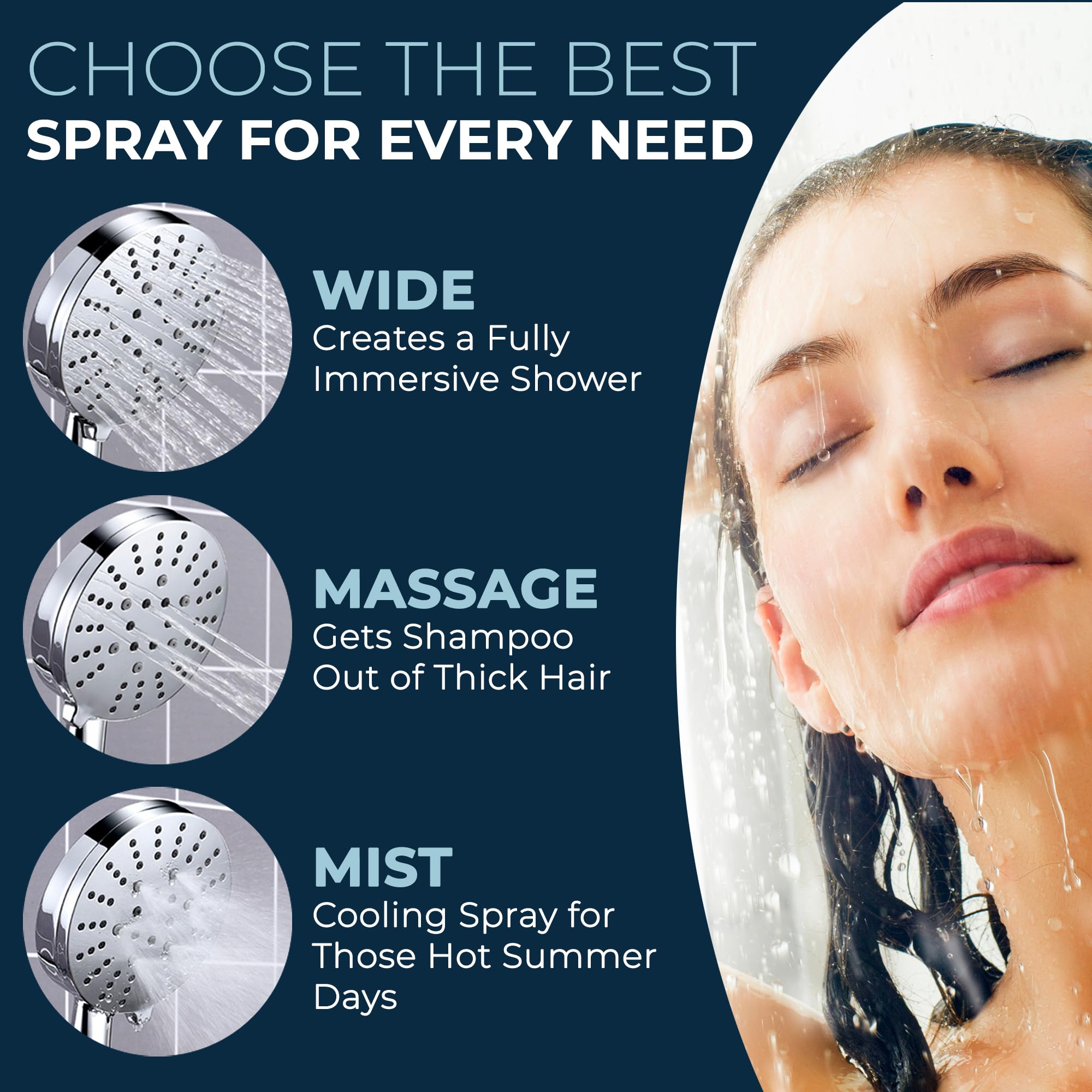 HammerHead Showers® ALL METAL Dual Shower Head Combo - 8 Inch Rainfall High Flow Shower Head & 3-Setting Handheld Shower with 6ft Hose - Chrome Finish - High Pressure for Luxurious Spa Experience - Perfect for Master Bathroom and Guest Bathroom Renovation