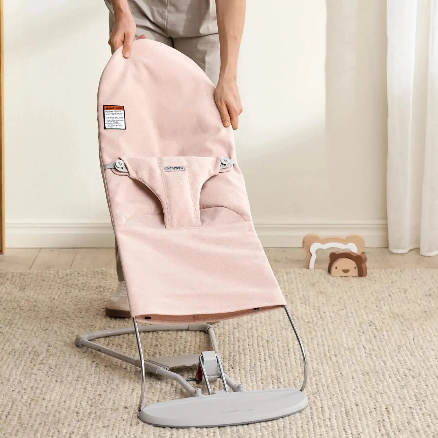 Baby Bjorn Bouncer Bliss Melange - Light Pink Baby Bouncer for Newborns & Infants | Soft & Comfortable Rocking Seat for Playtime, Feeding & Relaxation at Home