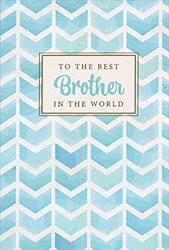 Best Brother in the World Birthday Card - Light Blue Chevron Design | Funny & Heartwarming Greeting Card for Brothers | Perfect for Birthdays, Anniversaries & Special Occasions