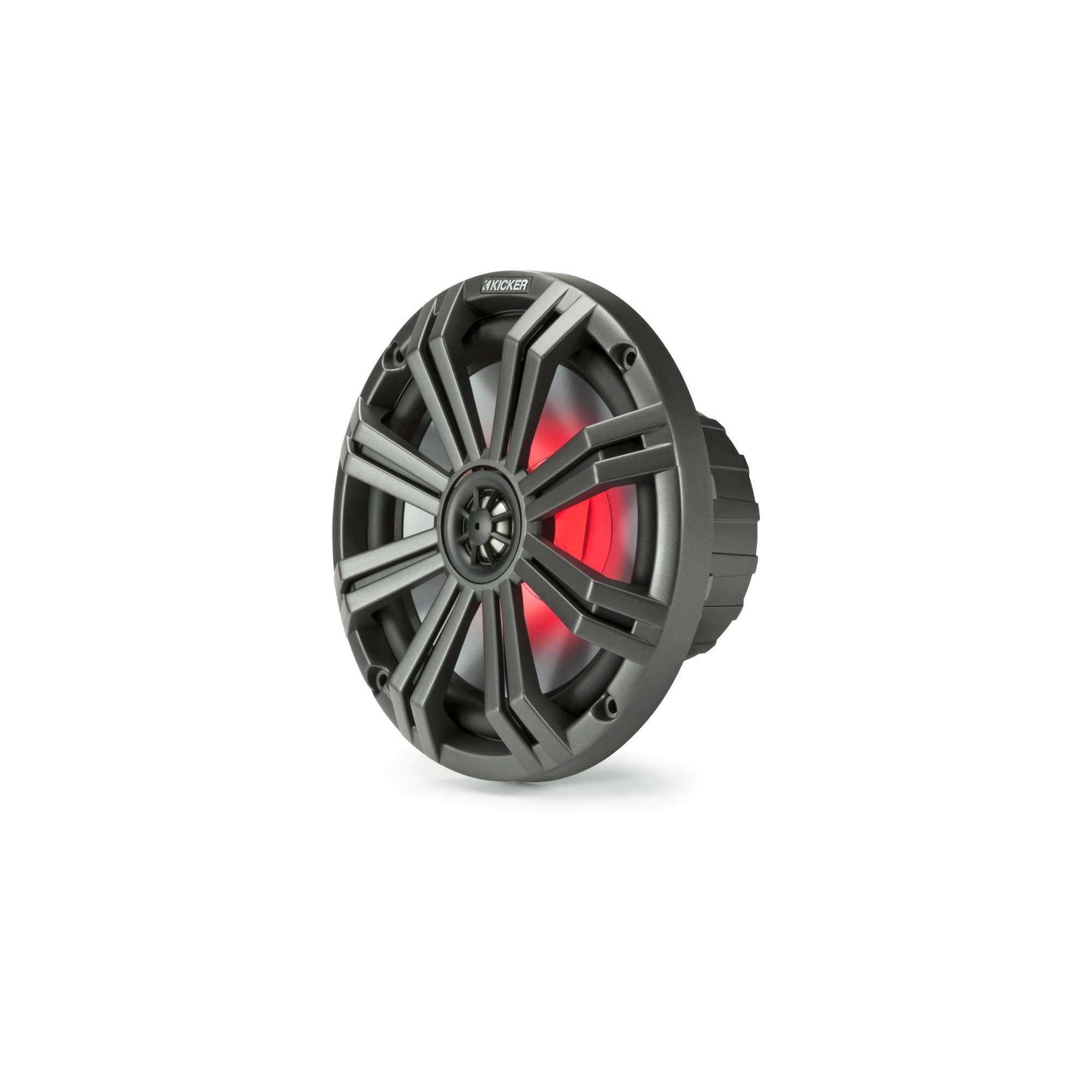 Kicker 45KM84L 8-Inch RGB LED Marine Speakers with SSV US2-C8 Universal Cage Mount Pods & 1.85