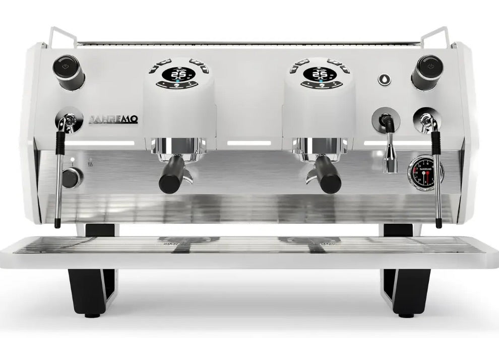 Sanremo D8 PRO 2 Group Commercial Espresso Machine in White & Champagne - Perfect for Cafes, Restaurants & Coffee Shops