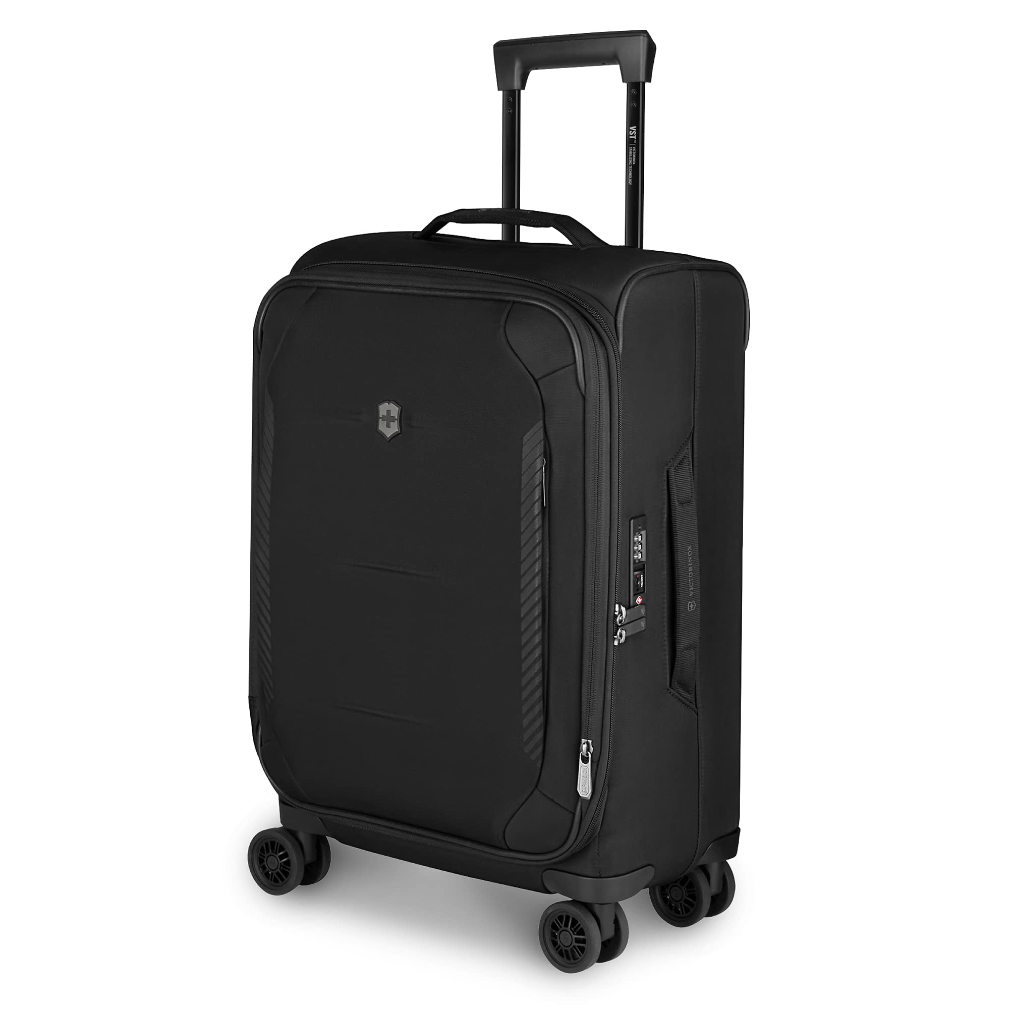 Victorinox Crosslight Frequent Flyer Plus Softside Carry-On Luggage - 46L Lightweight Expandable Rolling Suitcase with Foldable Organizer - Perfect for Business Travel & Weekend Getaways - Black