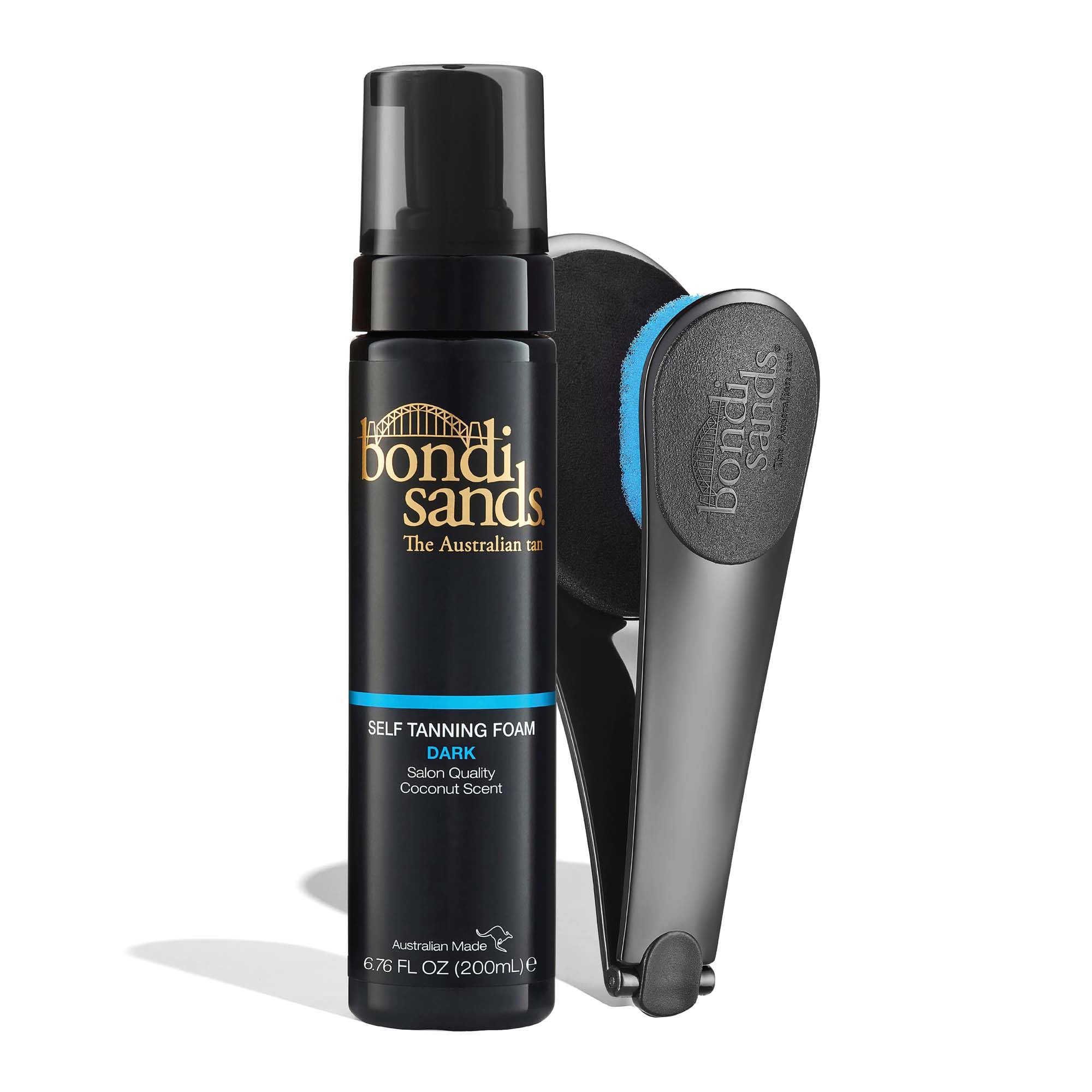 Bondi Sands Dark Self Tanning Foam with Back Applicator - Lightweight Tanning Mousse & 3 Replacement Pads ($36 Value) | Easy At-Home Sunless Tanning for Legs, Arms & Body | Vegan & Cruelty-Free