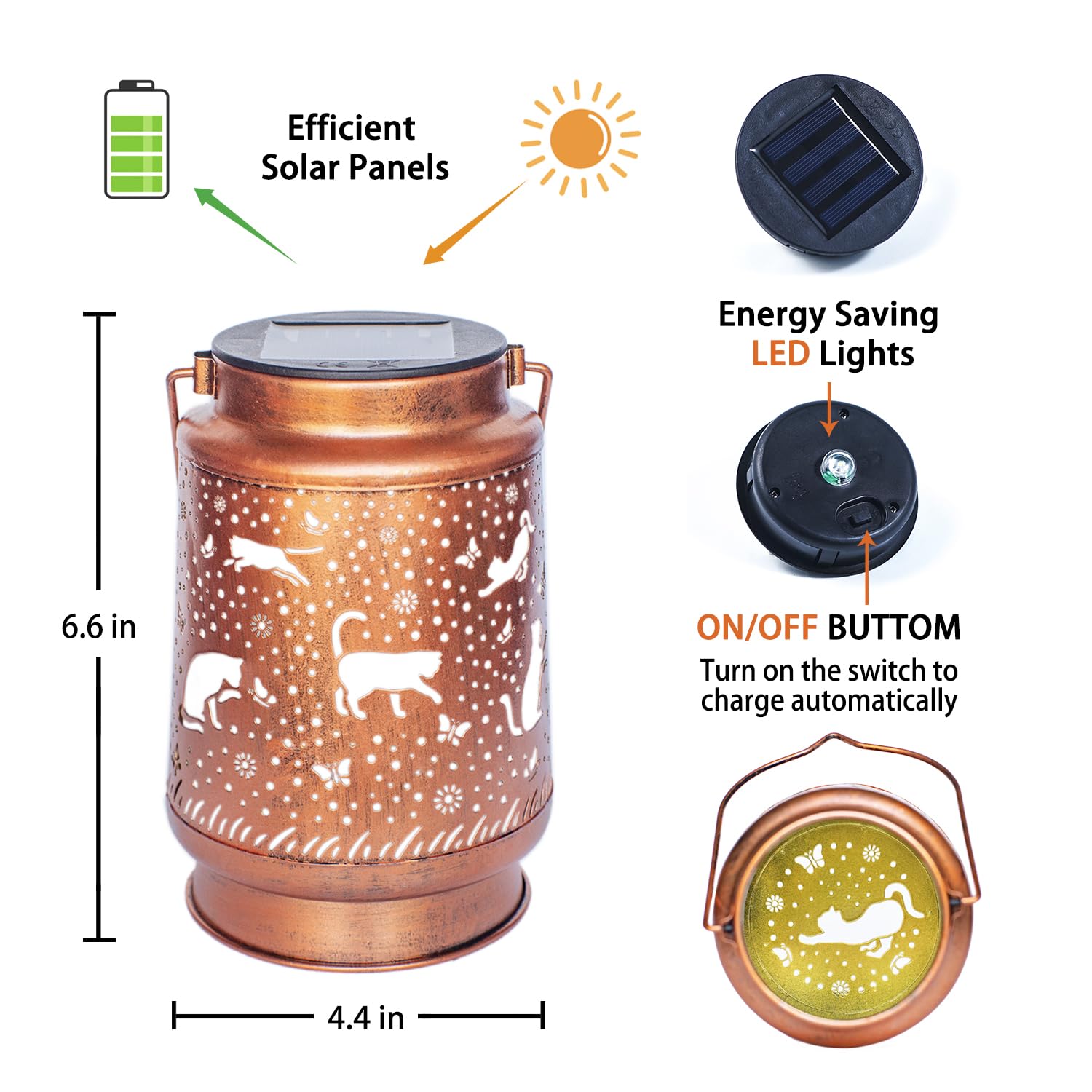 Solar Cat Lanterns Outdoor Waterproof - Decorative LED Hanging Solar Lights for Garden, Yard, Patio - Perfect Cat Lover Gifts for Women & Men - Ideal for Pathway, Lawn, Tabletop & Landscape Lighting