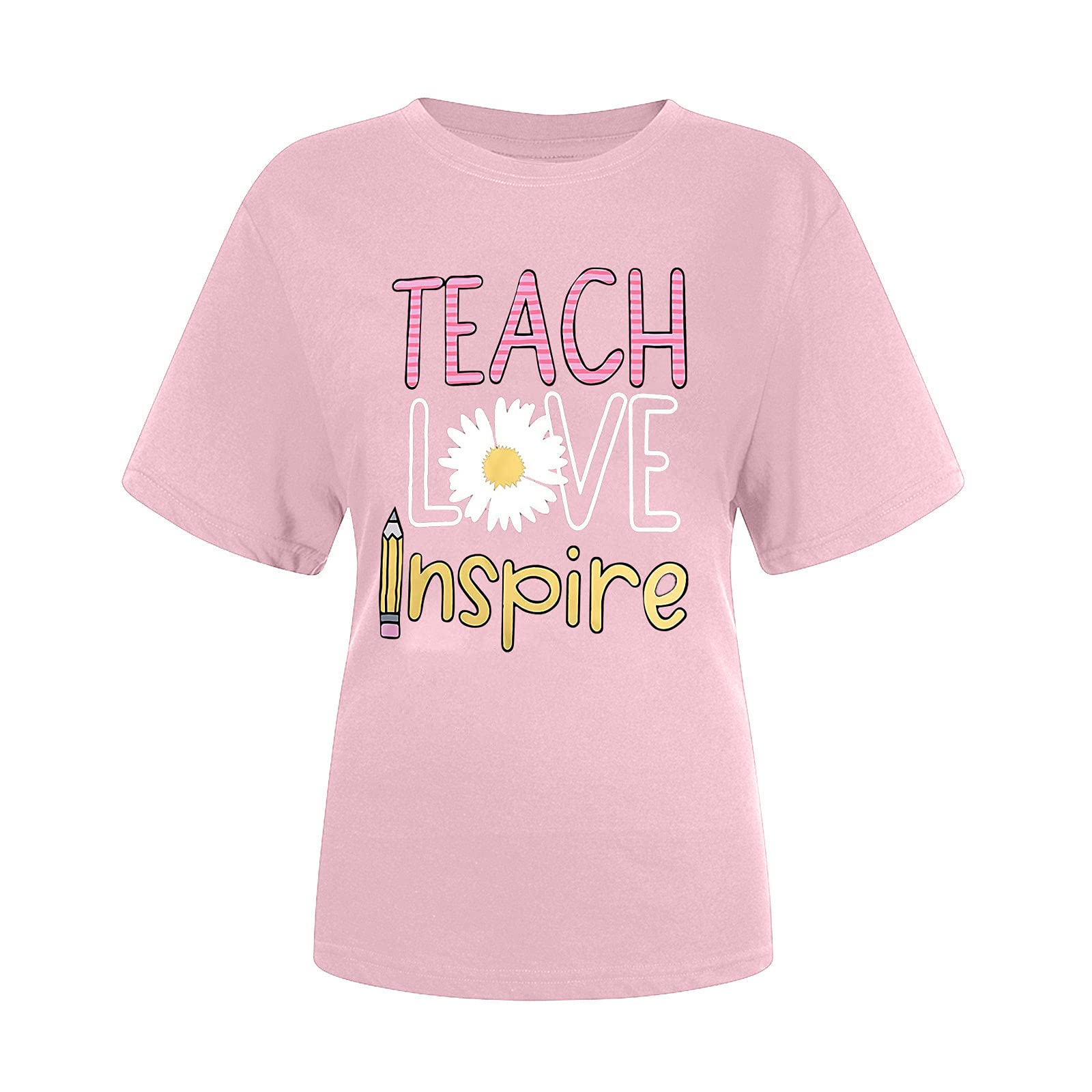 Oelaio Women's Casual Short Sleeve Teacher T-Shirts - Funny Letter Printed Blouse Tops for Teacher Appreciation Day - Perfect for Classroom, School Events & Teacher Gifts