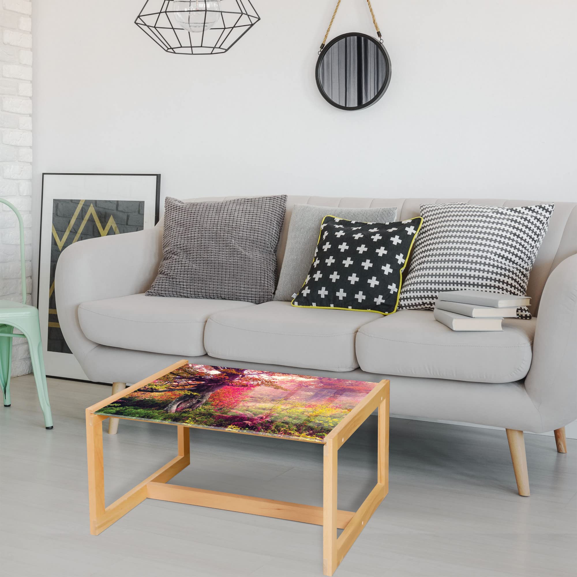 Ambesonne Forest Coffee Table - Autumn Trees Woodland Design for Office & Dorm Decor