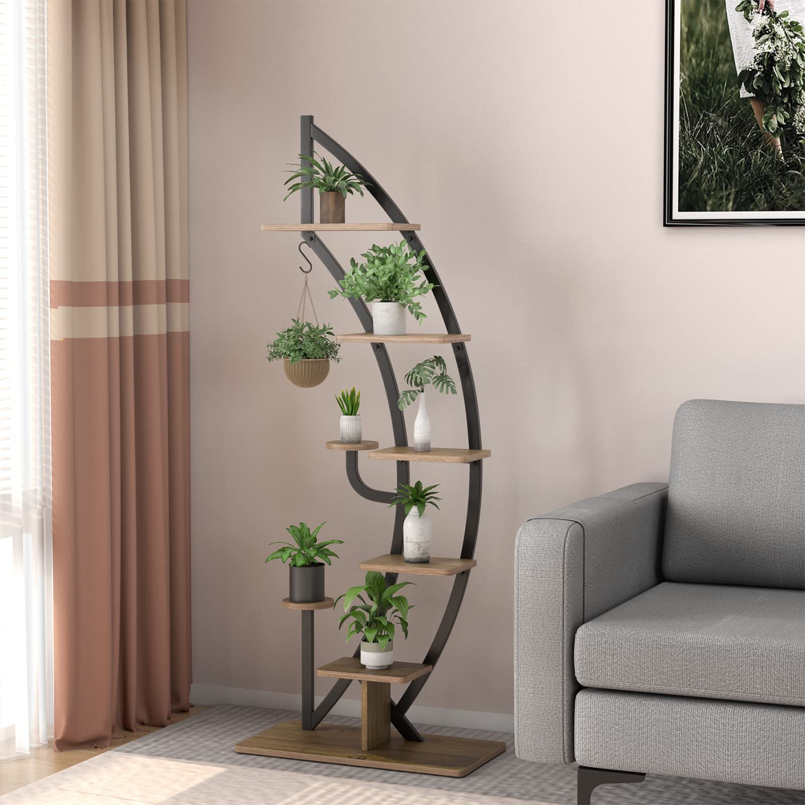 Giantex 6-Tier Half Moon Metal Plant Stand Indoor, 61