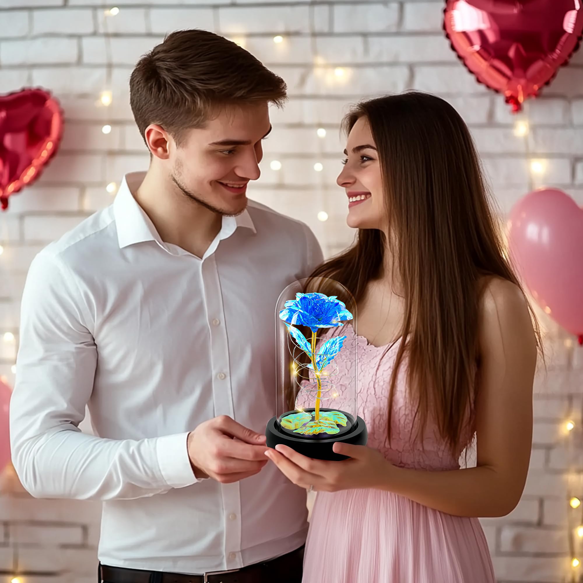 Light Up Rose in Glass Dome - Elegant Birthday, Mother's Day, Anniversary & Valentine's Gift for Women, Mom, Wife, Grandma | Romantic Home Decor & Special Occasion Present