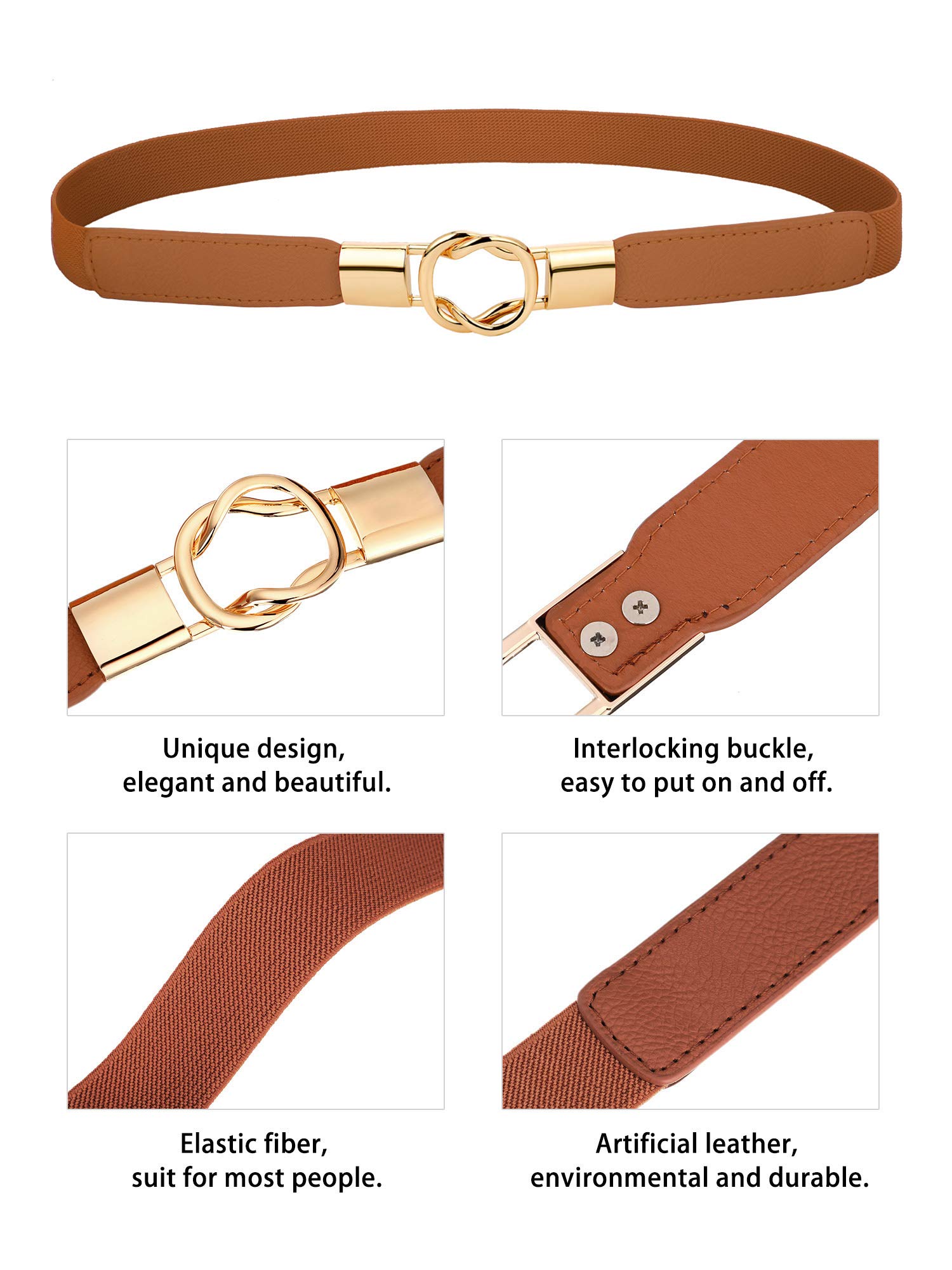 3-Pack Women's Skinny Waist Belt - Elastic Thin Waist Cincher for Tummy Control - Perfect for Dresses, Jeans & Shapewear Outfits
