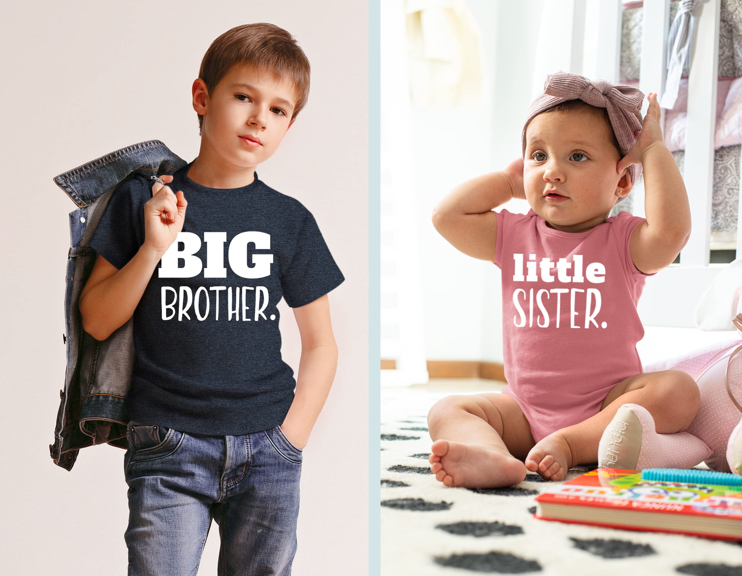 Adorable Toddler Big Brother Little Sister Matching Outfits - Sibling Coordinated Baby Newborn Girl Boy Set for Family Photos & Special Occasions