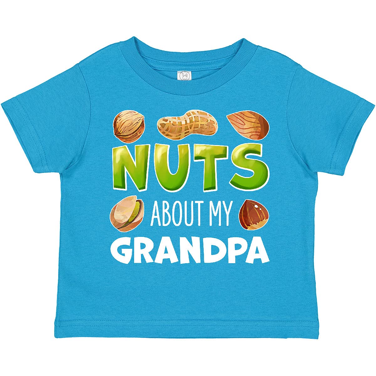 Inktastic Nuts About My Grandpa Peanut Almond Pistachio Toddler T-Shirt - Cute Funny Graphic Tee for Grandparents Day, Family Reunions & Toddler Outfits