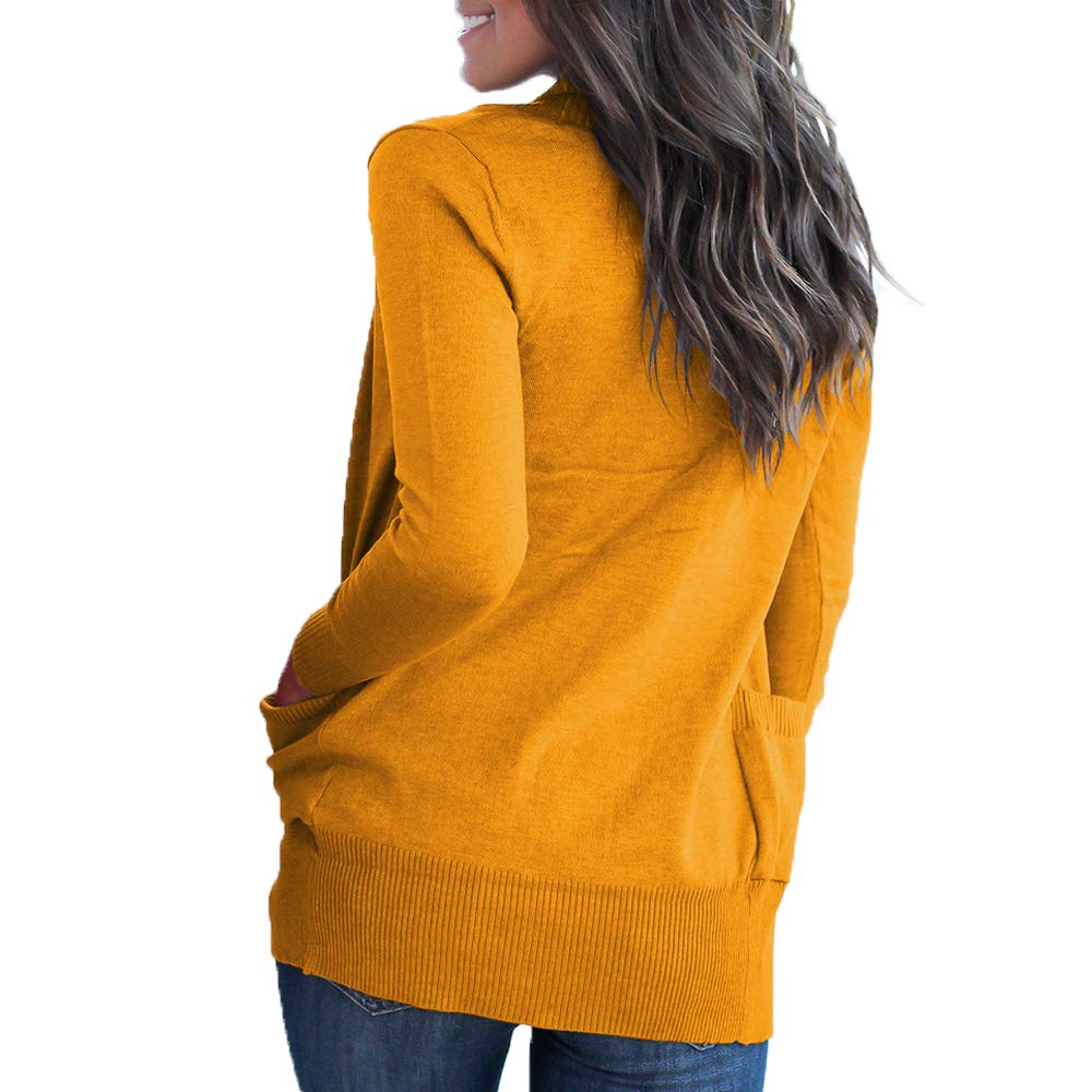 VOIANLIMO Women's Open Front Casual Long Sleeve Knit Cardigan Sweater with Pockets | Cozy Fall Winter Layering Piece for Office, Travel & Lounge Wear