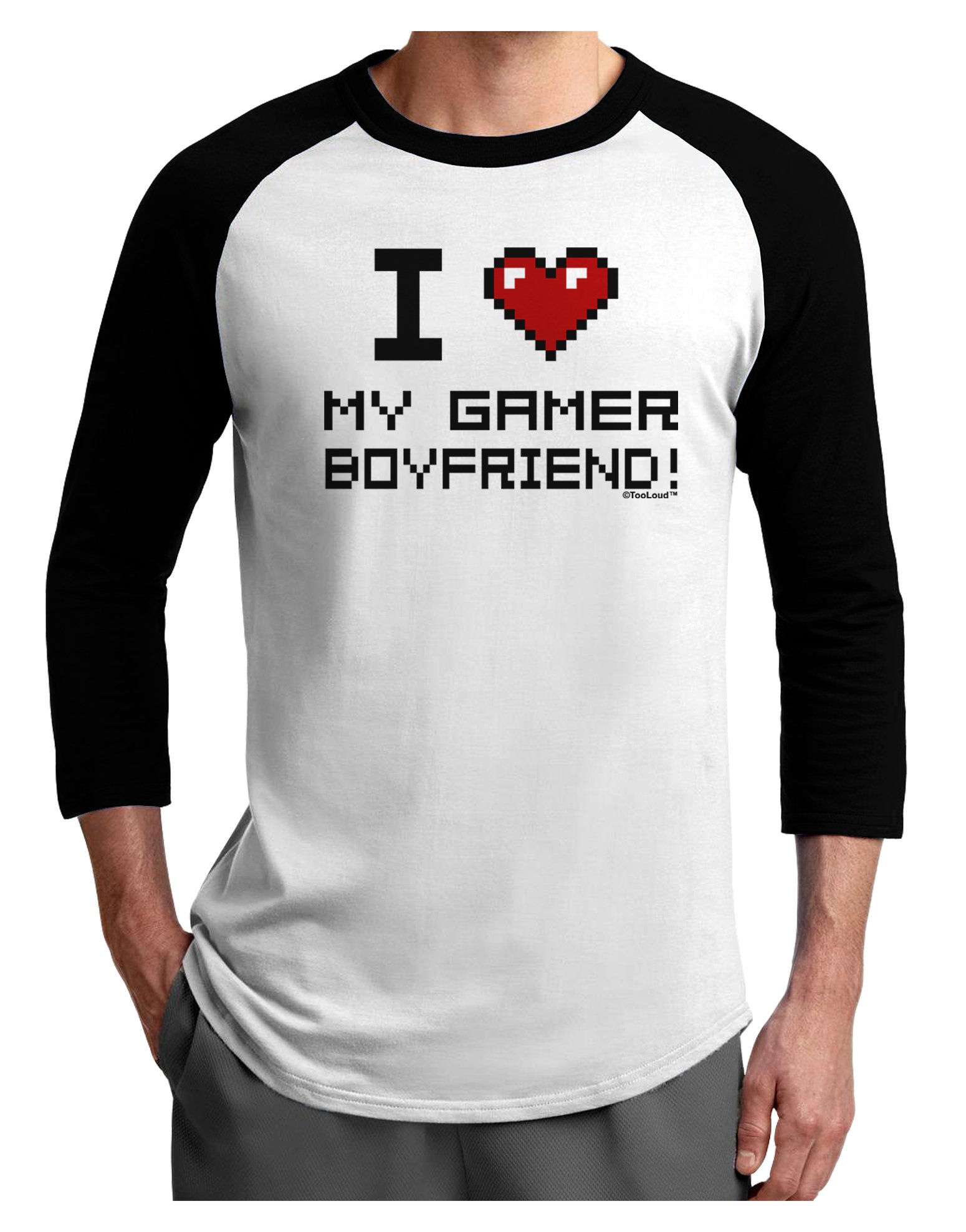 I Heart My Gamer Boyfriend Raglan Shirt - Funny Gaming Couple Tee for Women & Men - Perfect Valentine's Gift for Gamers