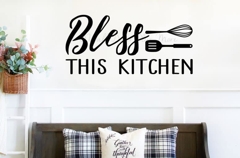 Bless This Kitchen Quote Vinyl Wall Decal - 36”x17