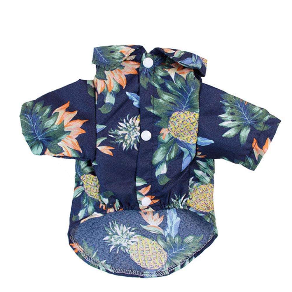 Hawaiian Dog Shirt - Coconut Tree & Pineapple Print Summer Pet Shirt for Small & Medium Dogs - Beach Vacation & Tropical Themed Outfit for Boy & Girl Puppies