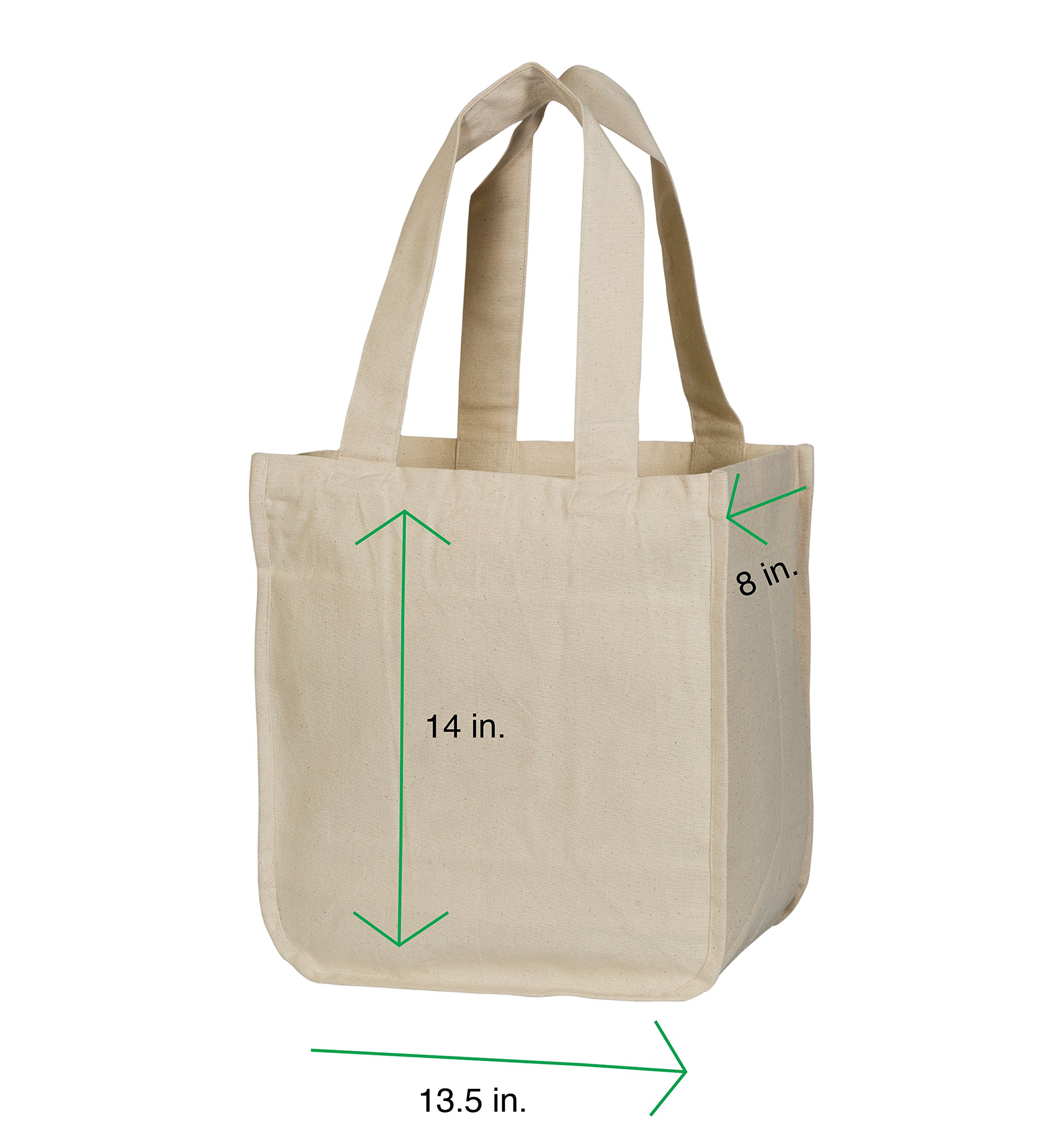 Best Reusable Canvas Grocery Shopping Tote Bags with Handles - Eco-Friendly Organic Cotton Washable Cloth Totes (Set of 3) - Perfect for Farmers Markets, Grocery Shopping & Beach Trips