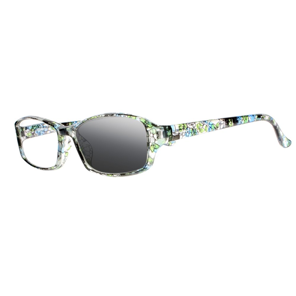 Women's Rainbow Cyan Transition Photochromic Reading Glasses - Light Adjusting Sun Readers Sunglasses for Outdoor Reading, Driving & Fashion Accessories