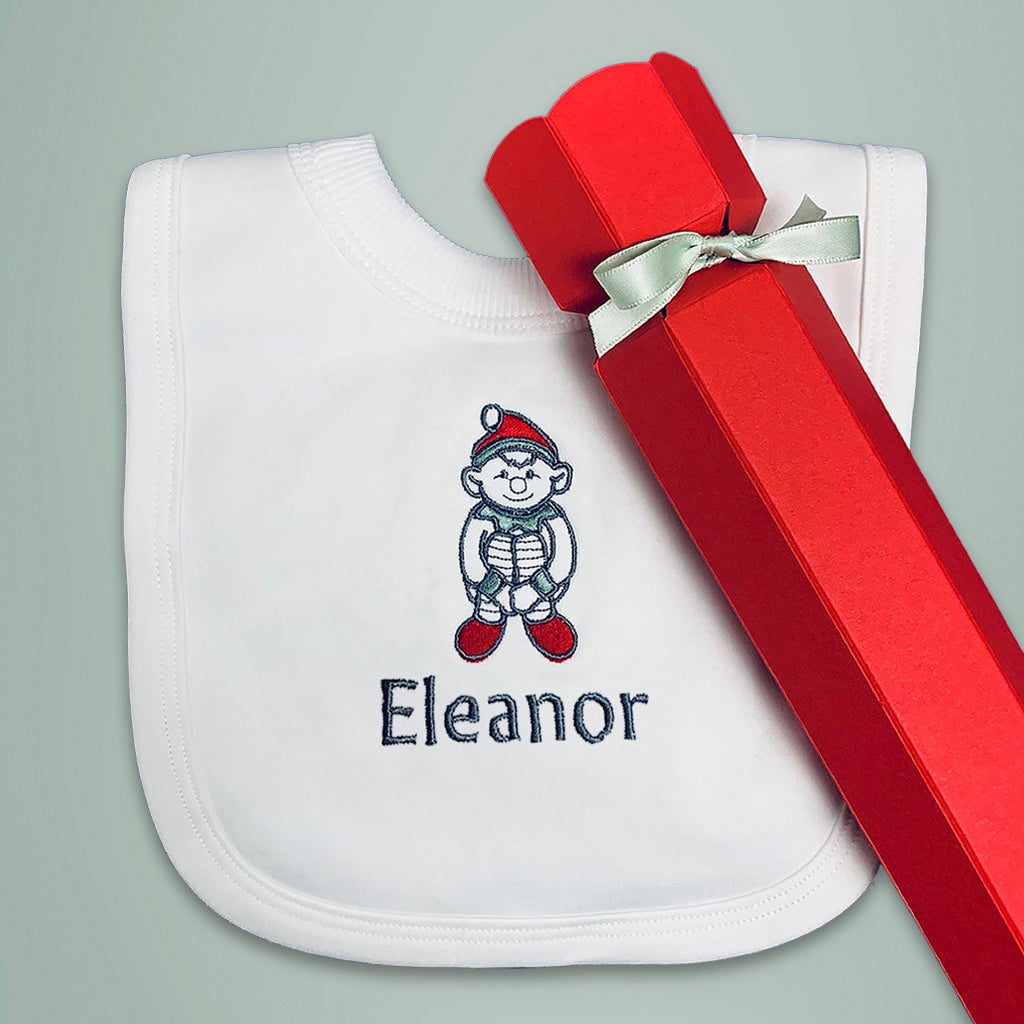 Personalized Baby's First Christmas Elf Bib - Cute Holiday Keepsake for Newborns & Infants - Perfect for Christmas Photos, Gifts & Festive Celebrations