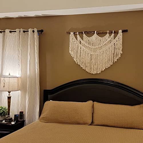 Handmade Macrame Wall Hanging - Boho Chic Tapestry for Bedroom & Dorm Decor | Natural Cotton Yarn Woven Wall Art | Aesthetic Bohemian Headboard & Room Accent | Perfect for Cozy Spaces, Meditation Rooms & Boho Home Styling