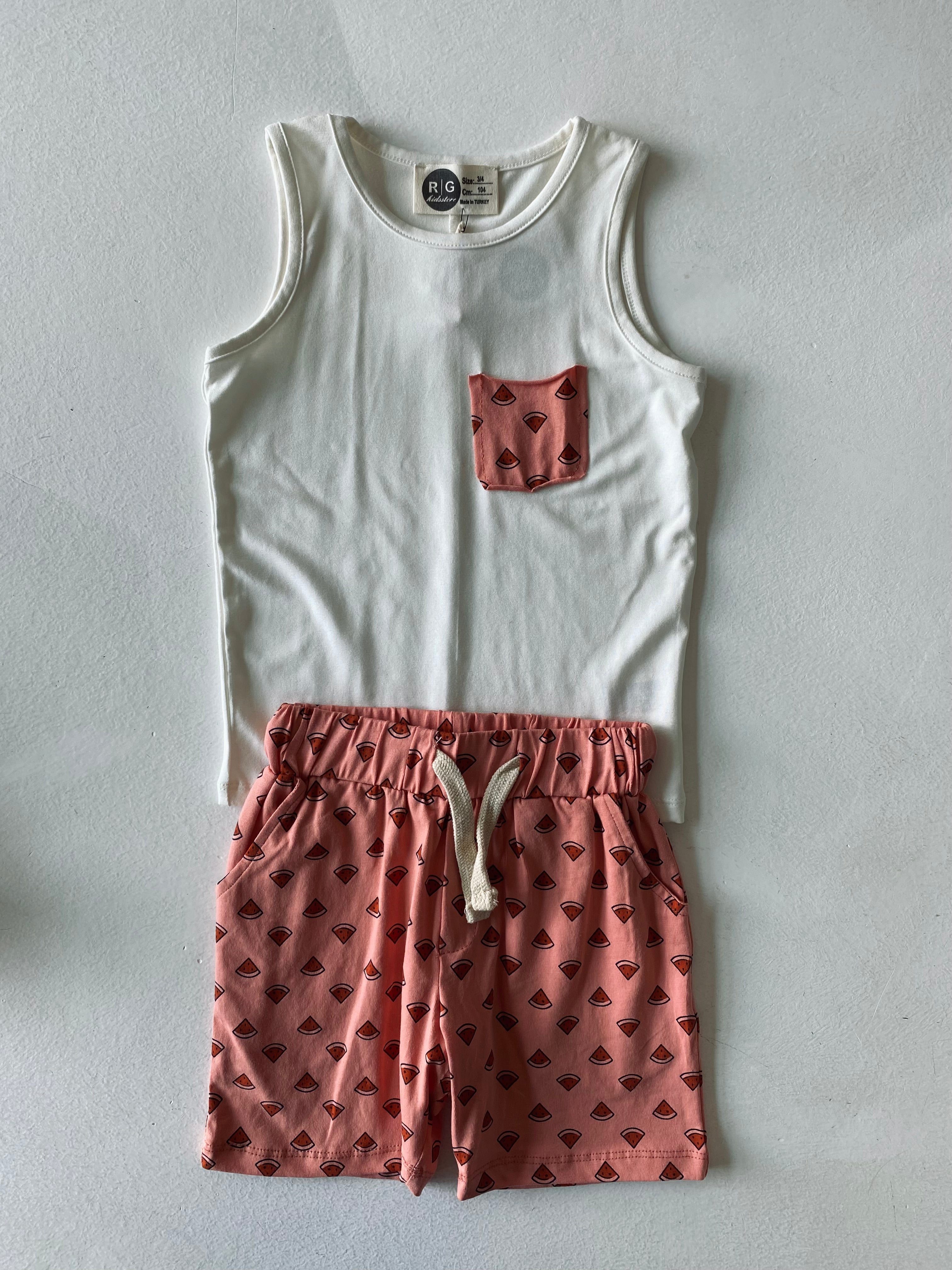 Kids Watermelon Print Tank Top and Shorts Set - Cute Summer Outfit for Boys & Girls - Perfect for Beach, Pool, and Playtime