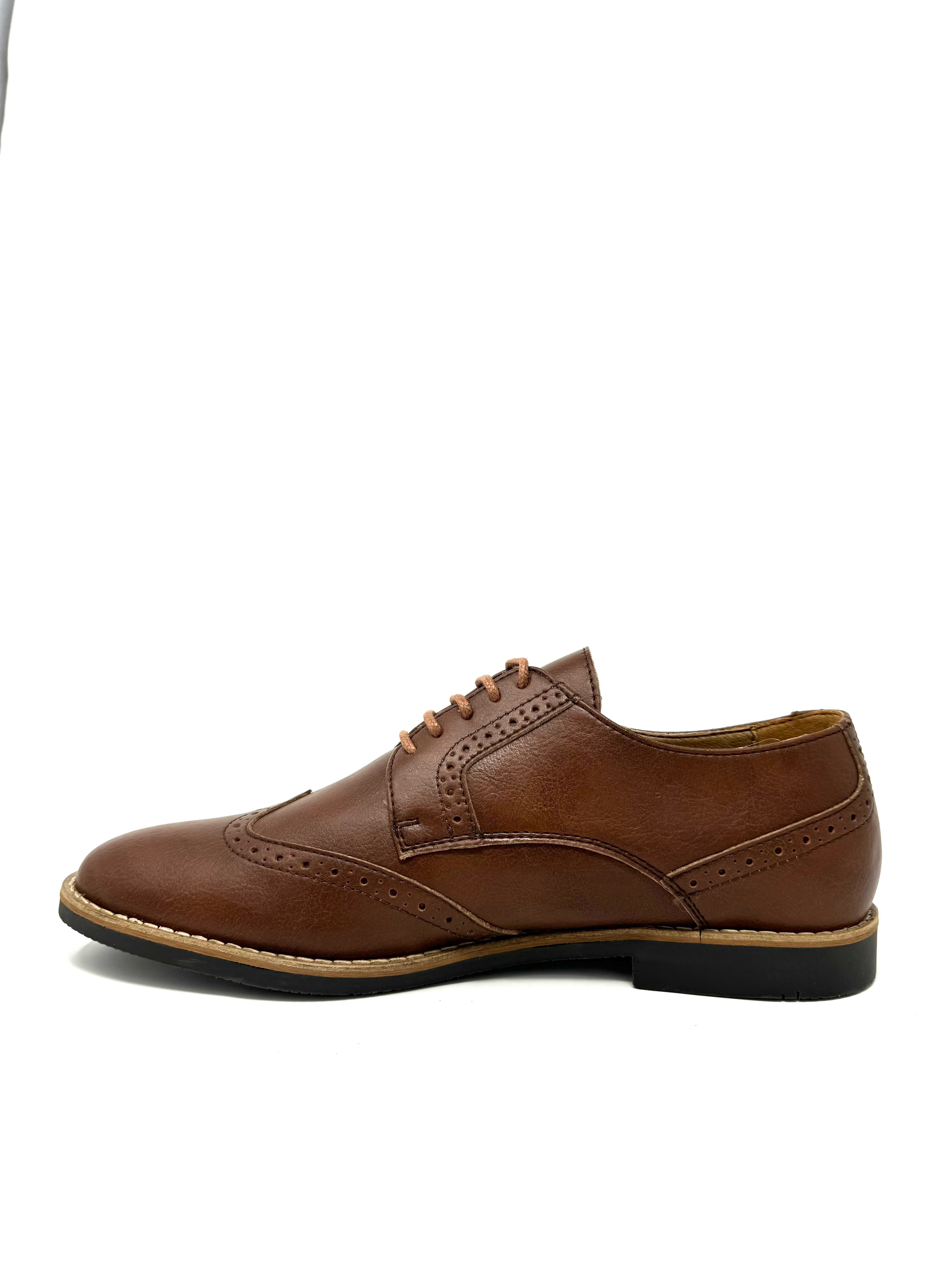 Novacas Ethan Tan Brogue Shoes - Classic Men's Oxford Dress Shoes for Business, Wedding & Formal Occasions