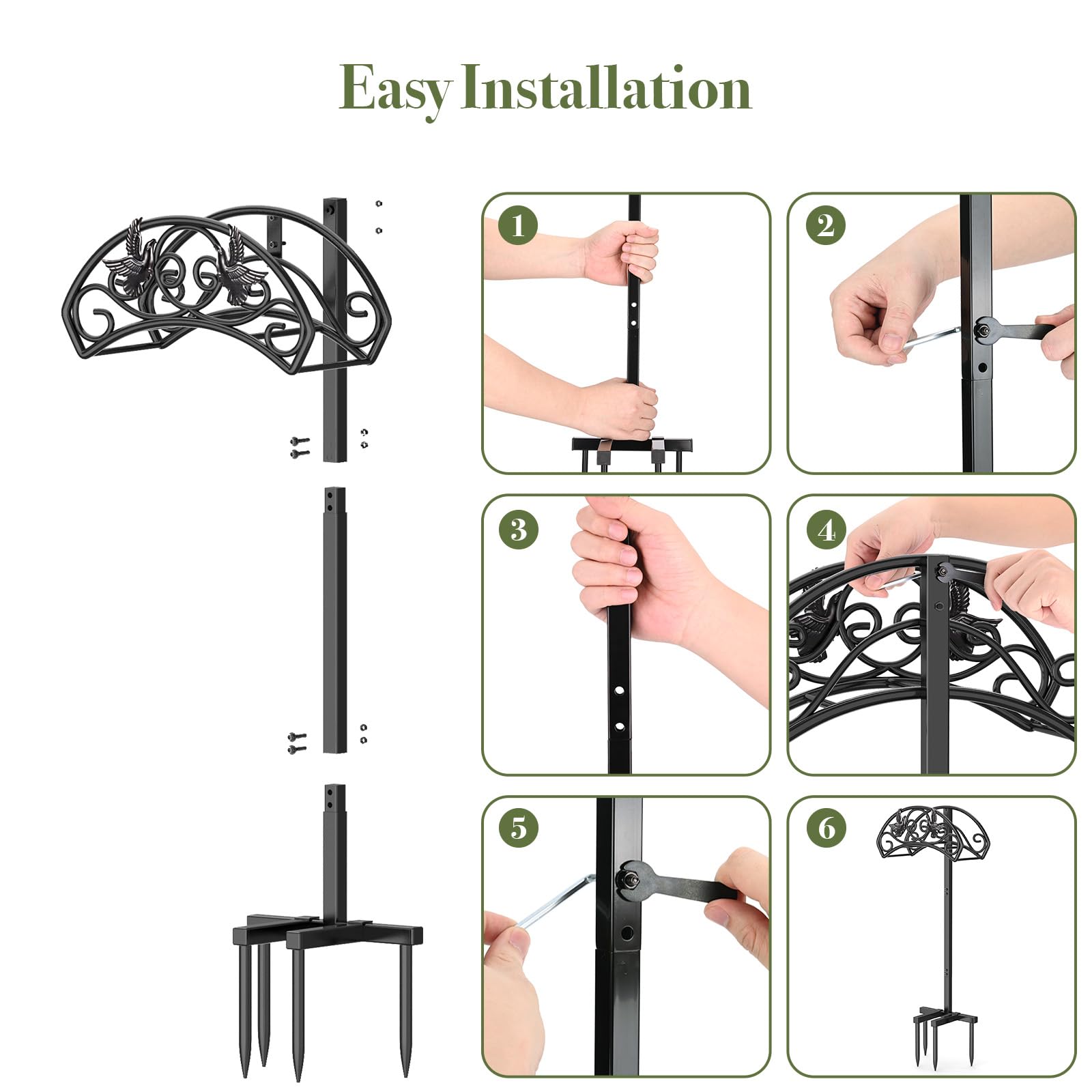 Heavy Duty Metal Freestanding Garden Hose Holder Stand - Black | Outdoor Watering Storage Solution for Yard, Lawn & Garden Care