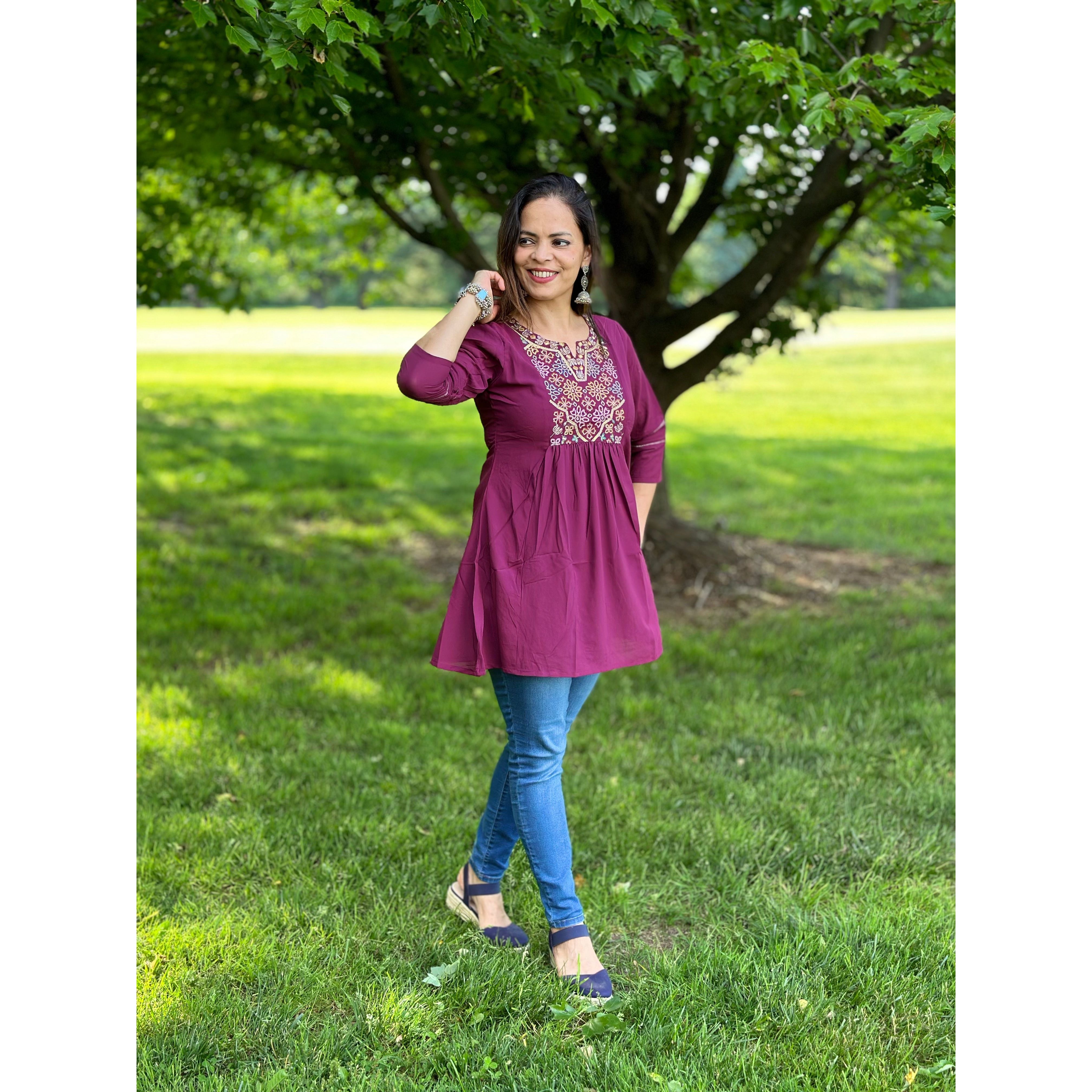 Stylish Short Kurti for Women - Comfortable & Trendy Indian Tunic Top for Casual Wear, Office & Festivals