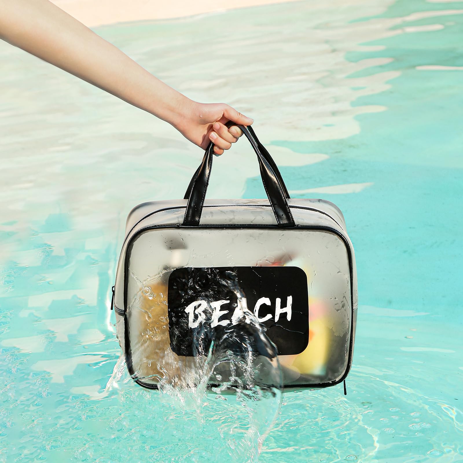 Waterproof Travel Toiletry Bag for Women - Large Capacity Cosmetic Organizer with Handle, Matte Translucent Makeup Bag for Gym, Beach, Pool & Shower Essentials | Perfect for Sports, Travel & Daily Use